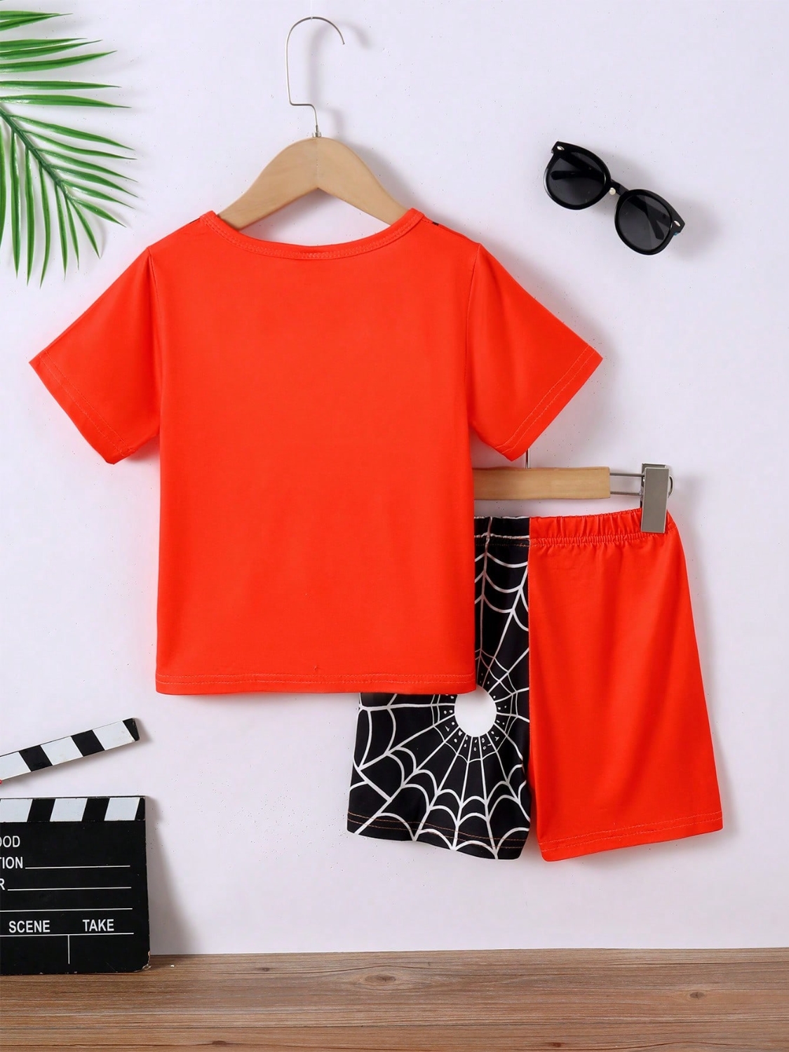 Children's Spider Round Neck Short Sleeve T-Shirt and Pants Set