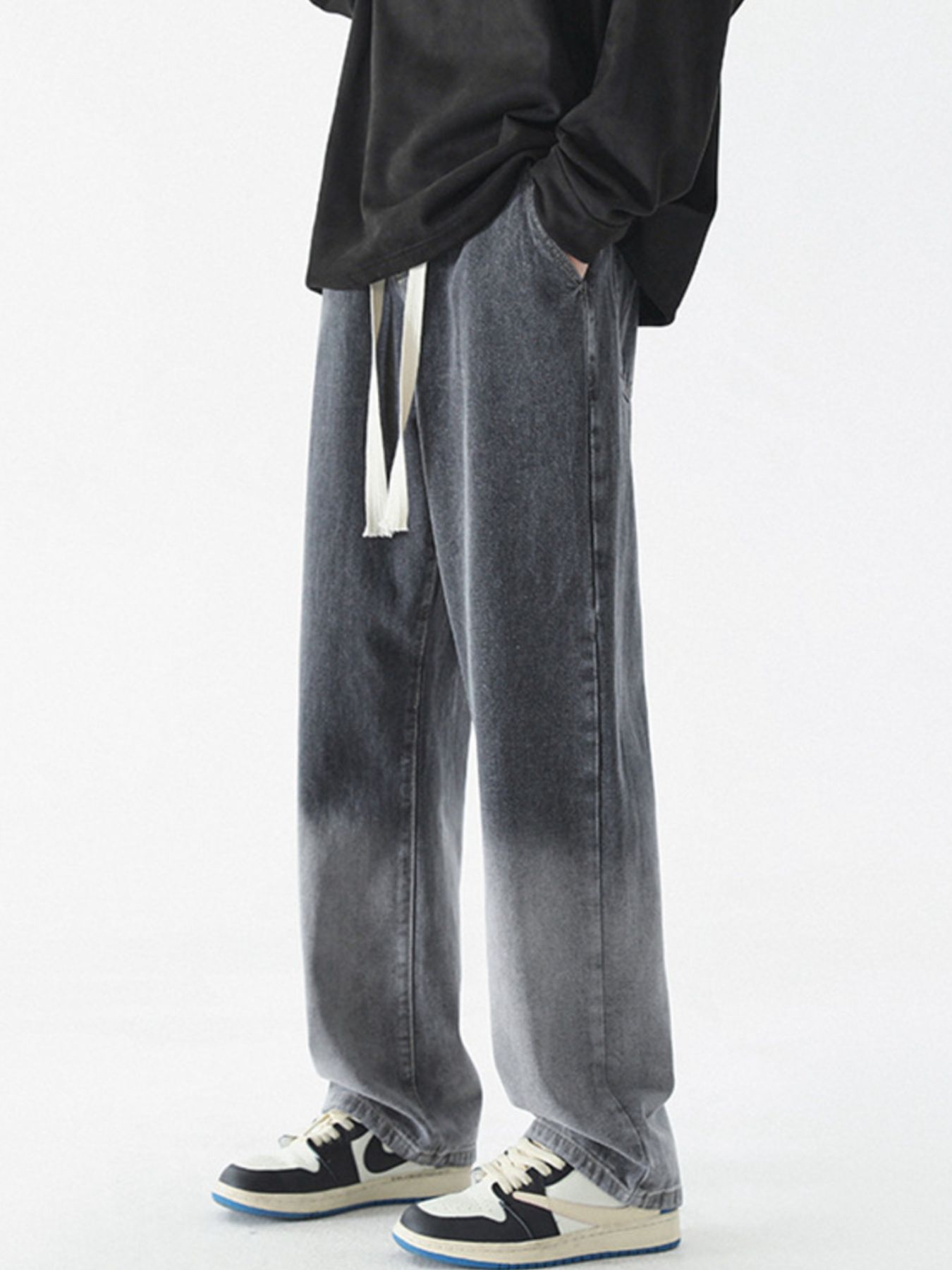 Men's Full Size Wide Leg Washed Jeans Plus Size