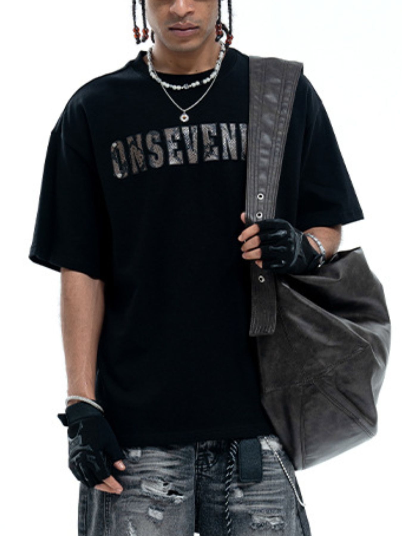 Men's Letter Round Neck Oversized T-Shirt