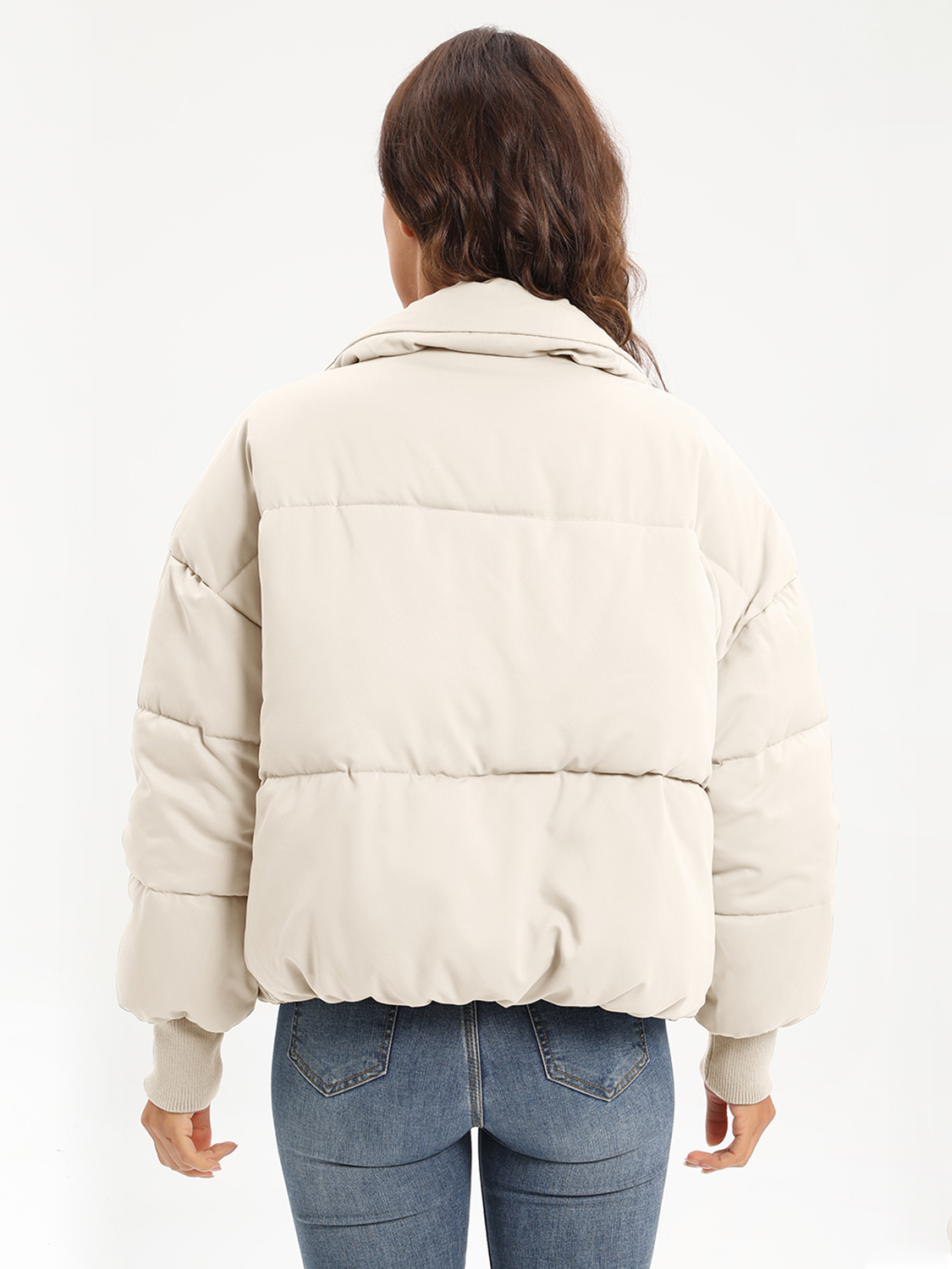 Zip Up Turtleneck Long Sleeve Puffer Jacket