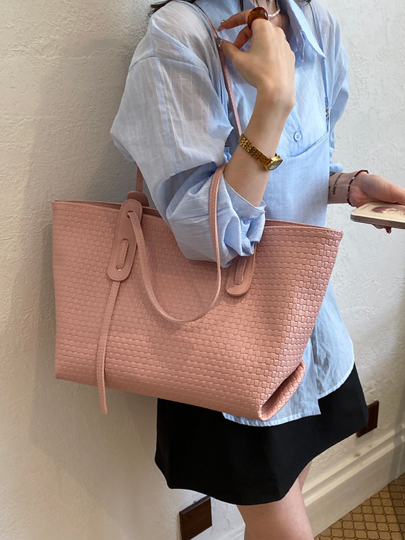 Leather Texture Tote Bag 1
