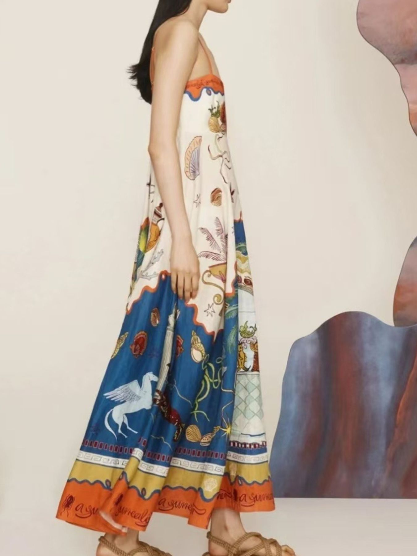 Printed Square Neck Cami Dress