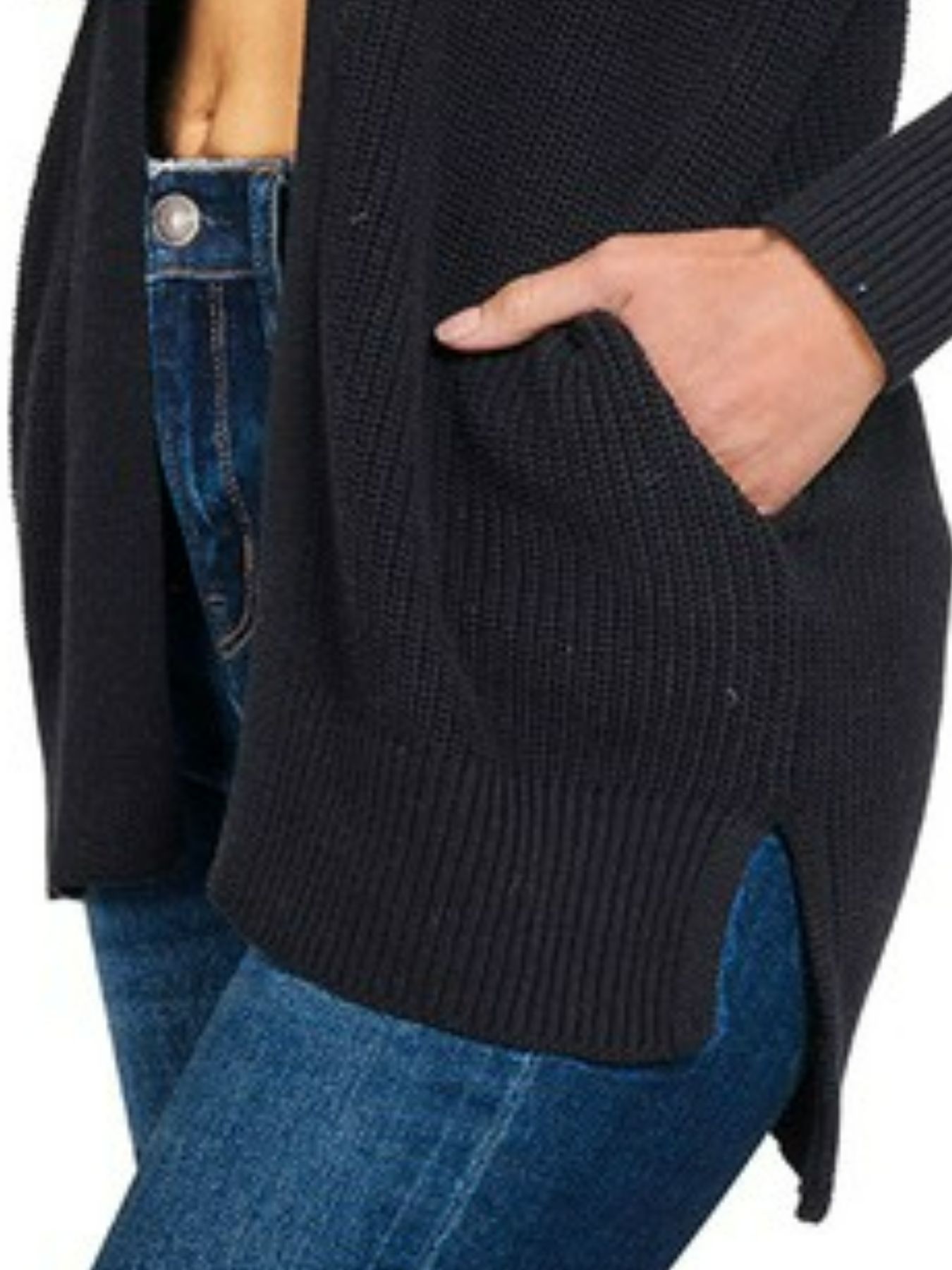 Eyelet Open Sweater Cardigan with Pockets