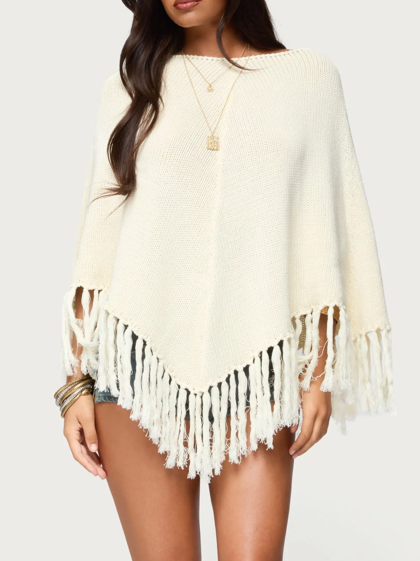 Fringe Cape Sleeve Sweater