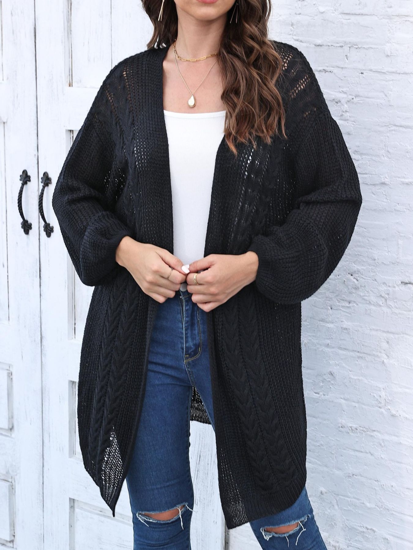 Open Front Long Sleeve Cardigan