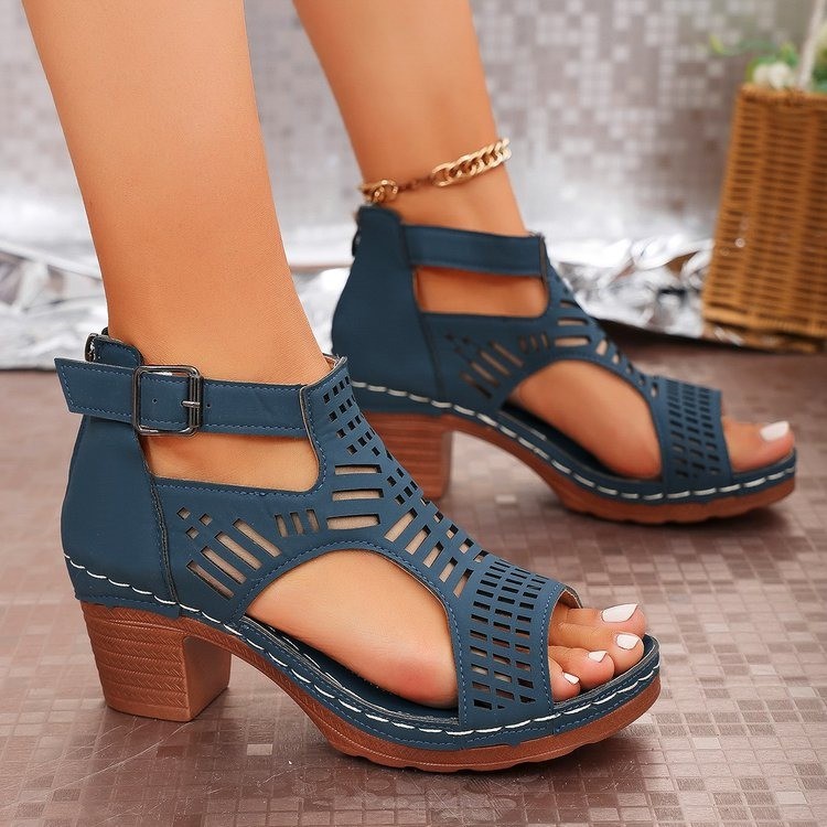 Open Toe Block Heel Sandals