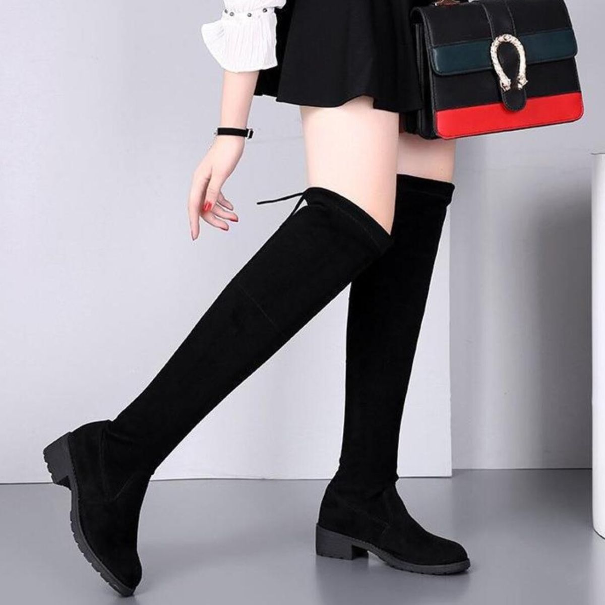 Over-the-Knee Block Heels Boots