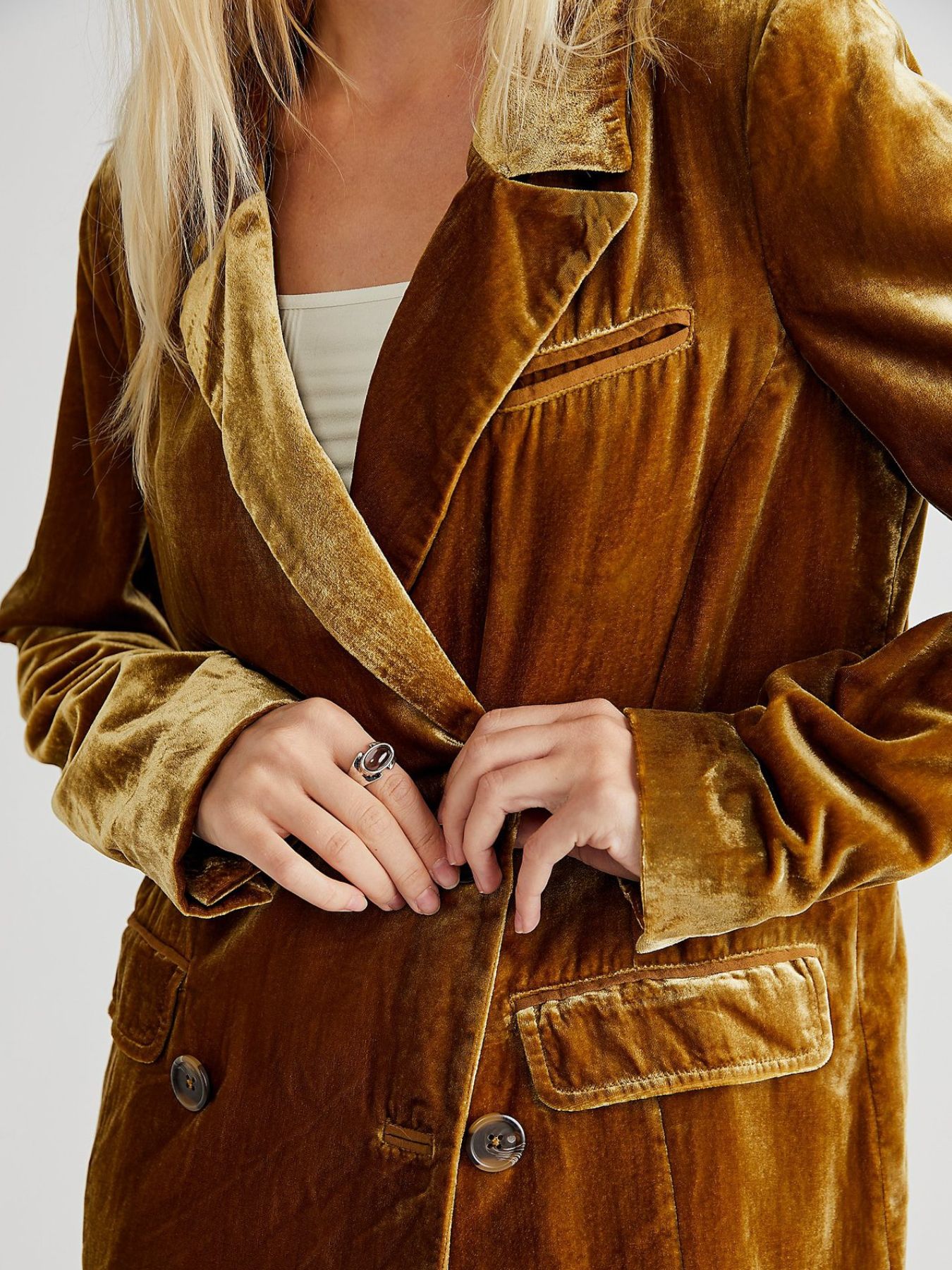 Lapel Collar Button Up Blazer