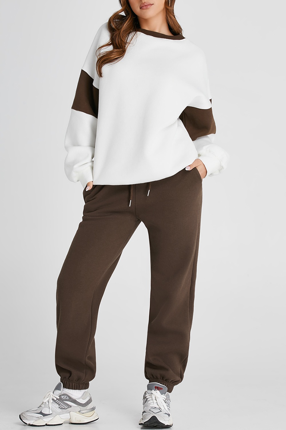 Drop Shoulder Loose Sweatshirt and Joggers Active Set