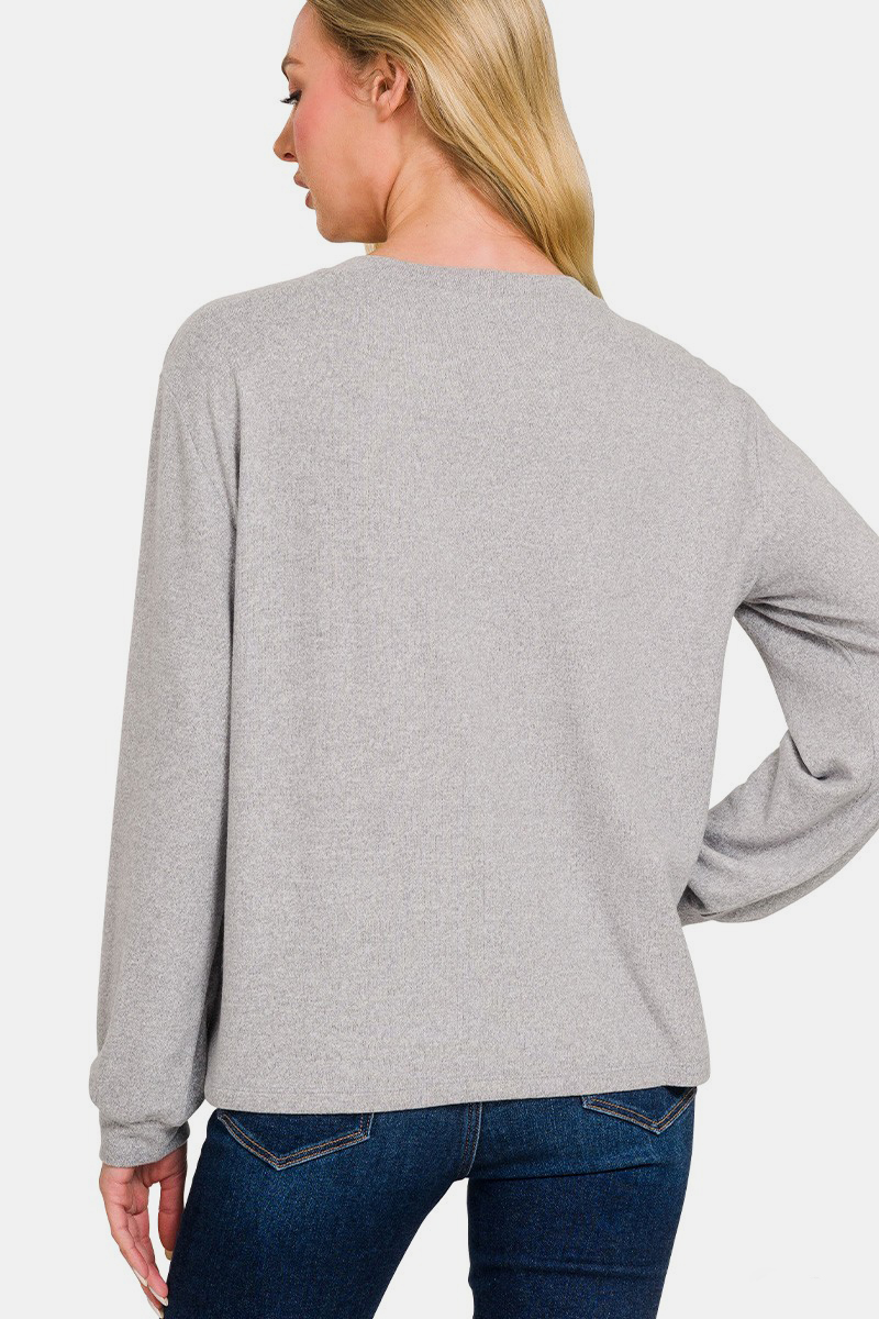 Hacci Round Neck Long Sleeve T-Shirt