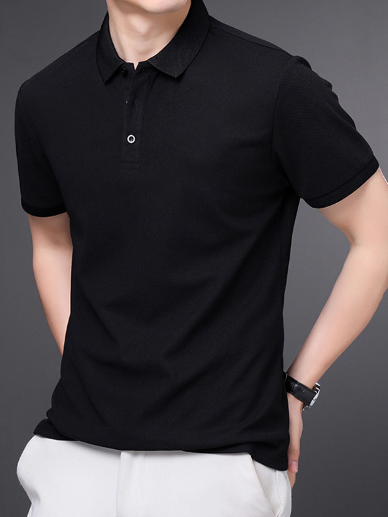 Men's Plus Size Short Sleeve Collared Neck Polo