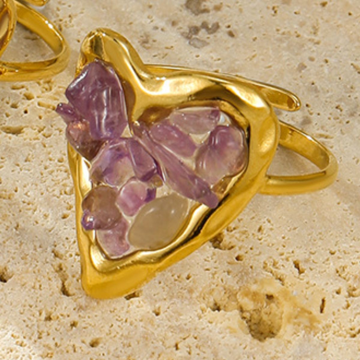 18K Gold-Plated Heart-Shaped Ring