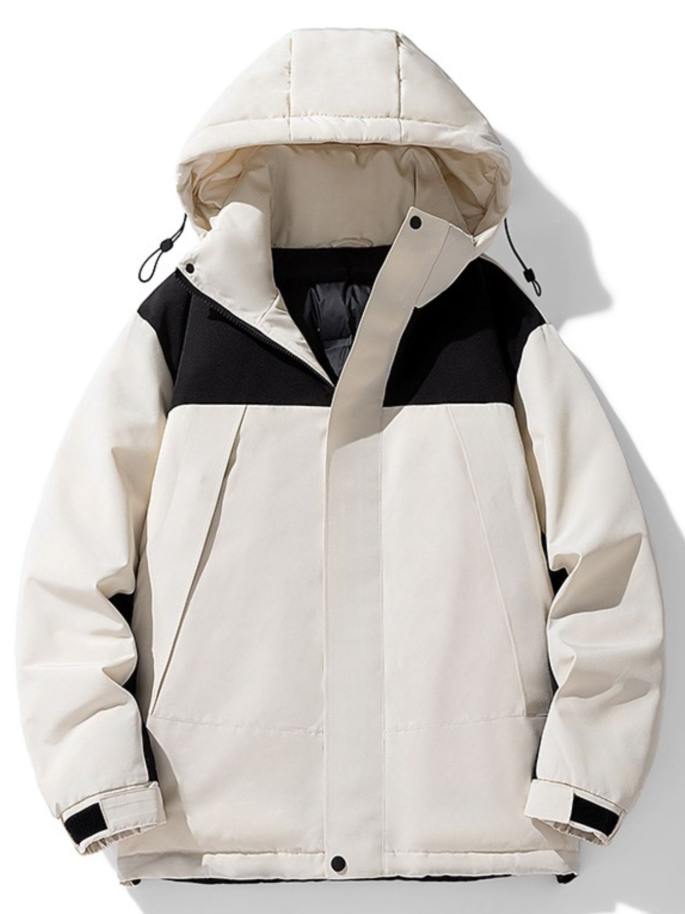Men's Plus Size Hooded Color Block Padded Winter Coat