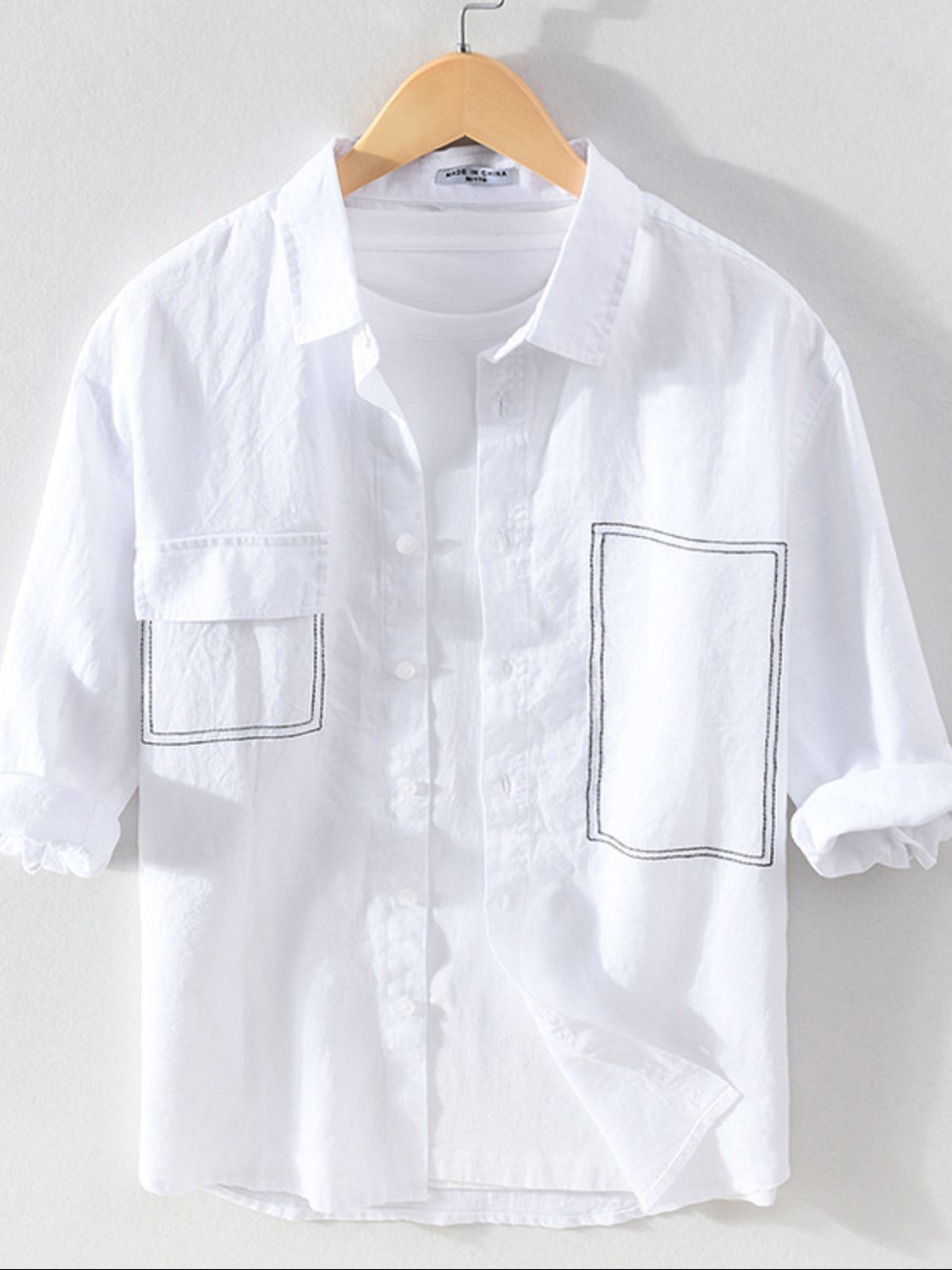 Men's Plus Size Button Up Pocketed Shirt