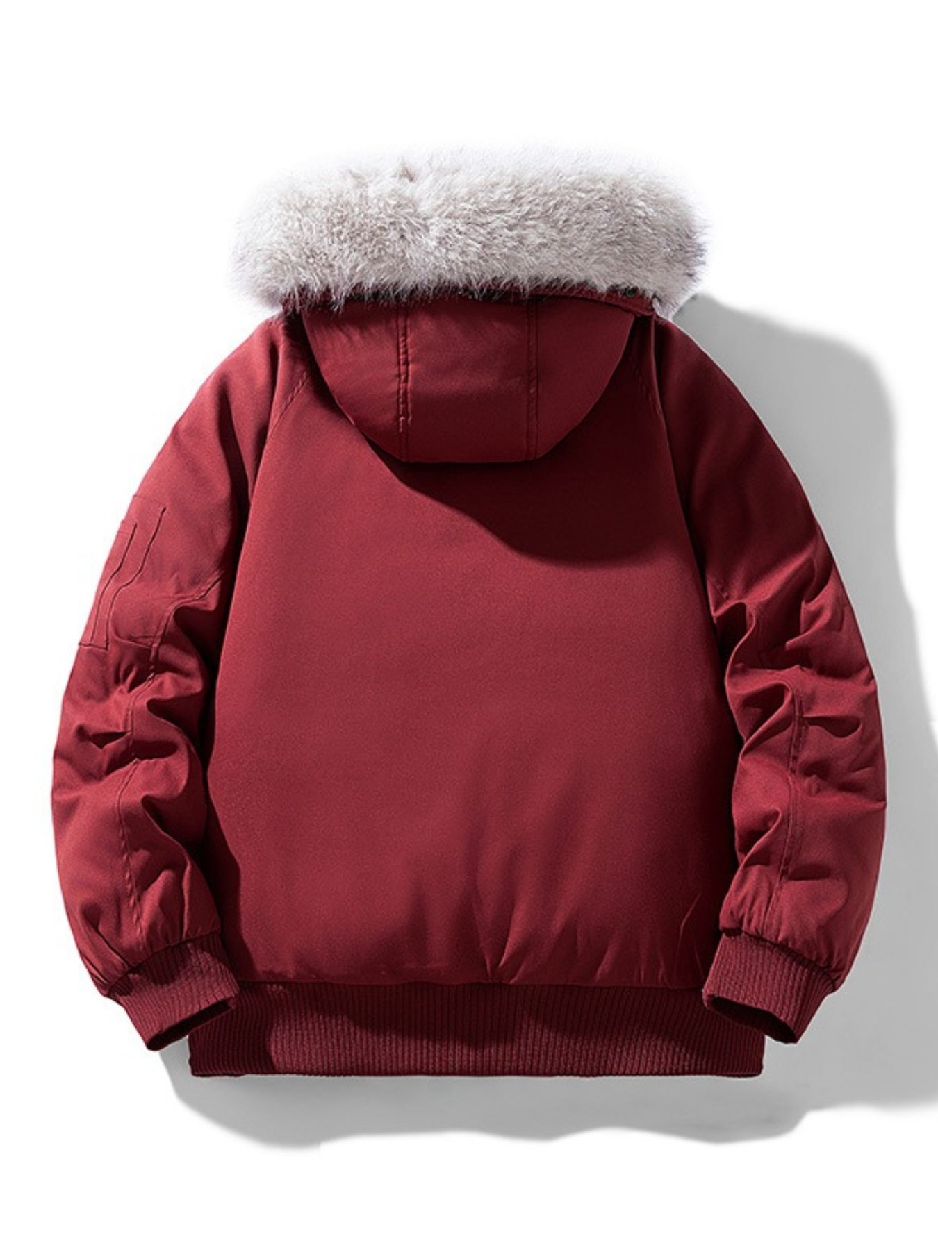 Men's Plus Size Faux Fur Hooded Padded Bomber Jacket