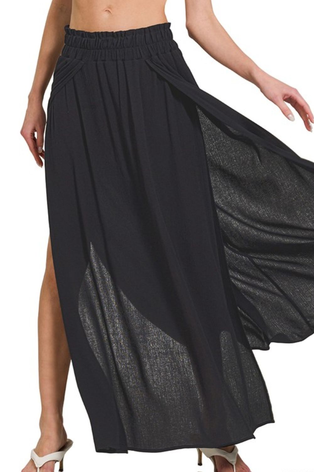 Woven Crinkle Gauze Long Skirts