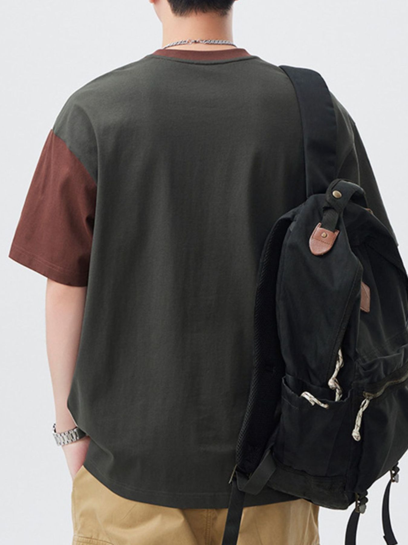 Men's Plus Size Color Block Round Neck Short Sleeve T-Shirt