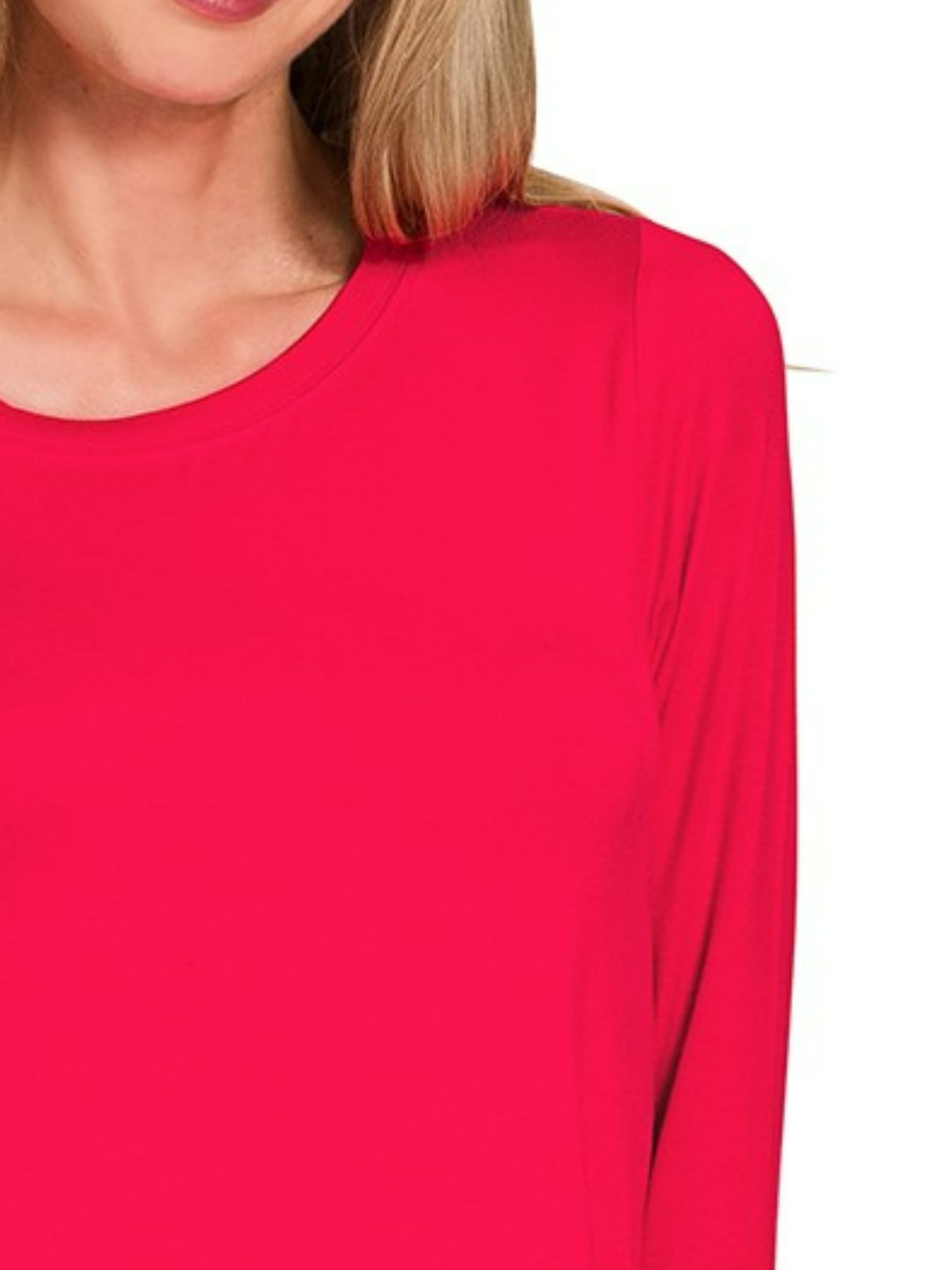 Flowy Round Hem Rayon Long Sleeve Top