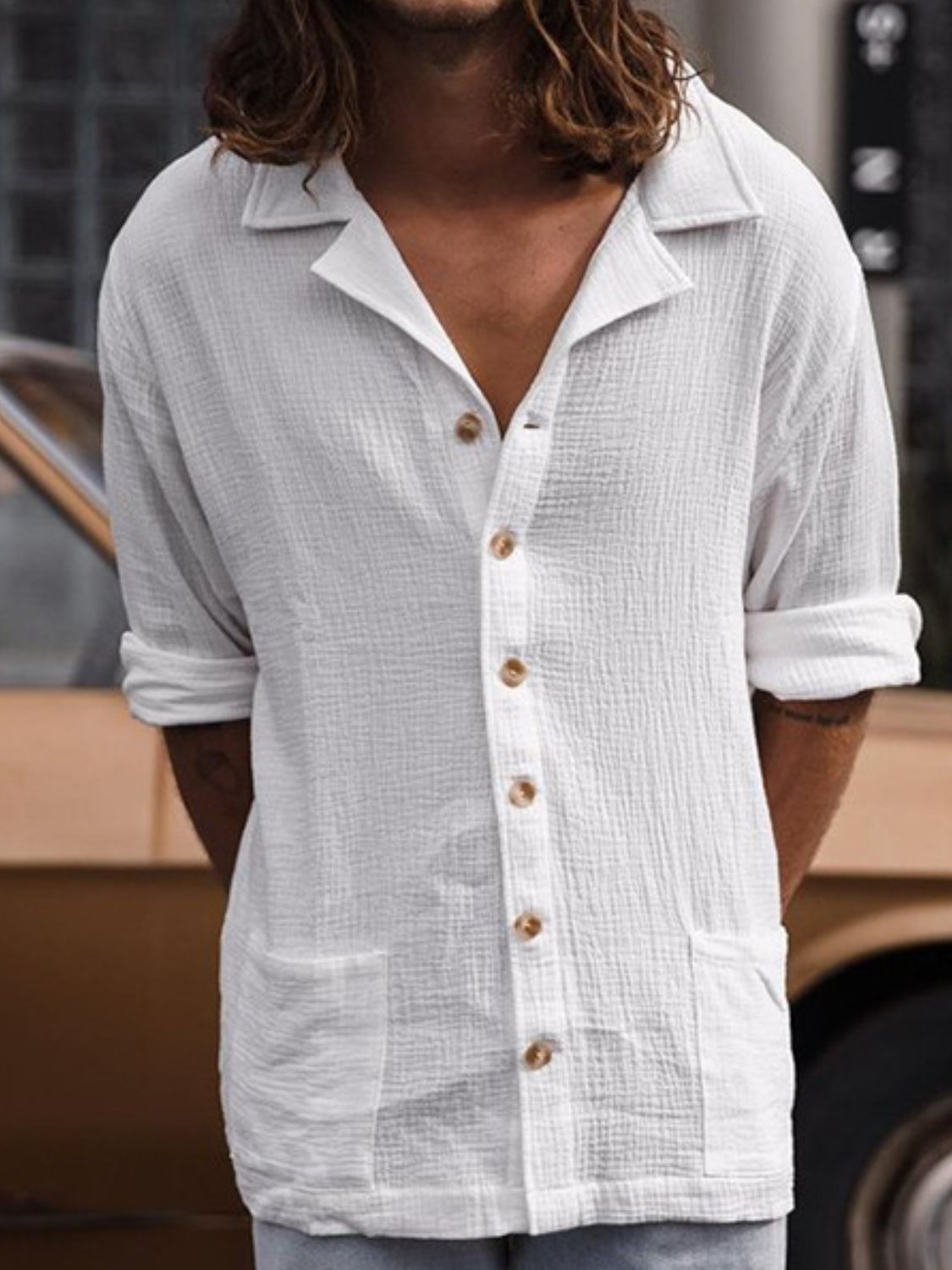 Men's Full Size Button-Up Relaxed Fit Shirt Plus Size