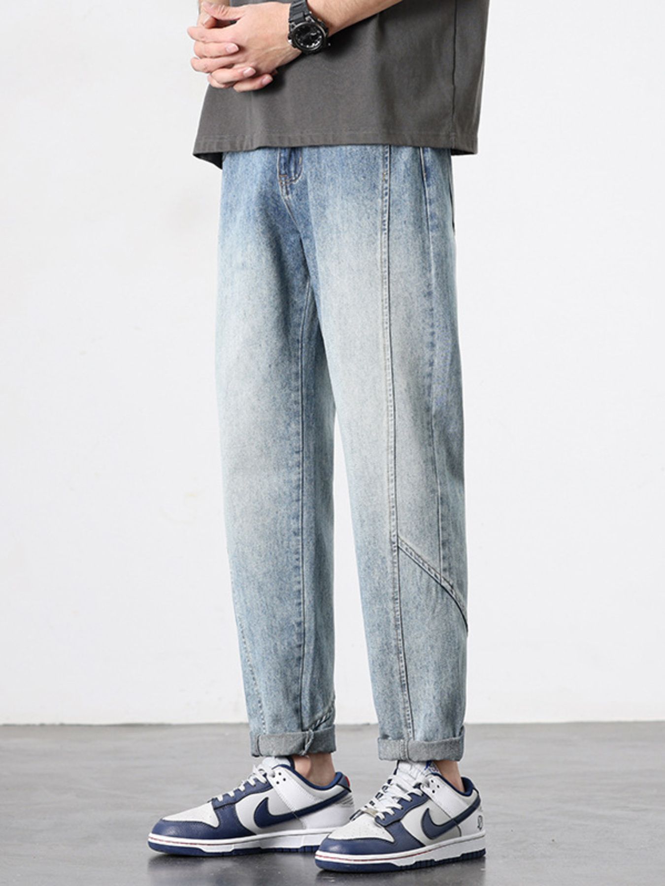 Men's Washed Wide Leg Jeans