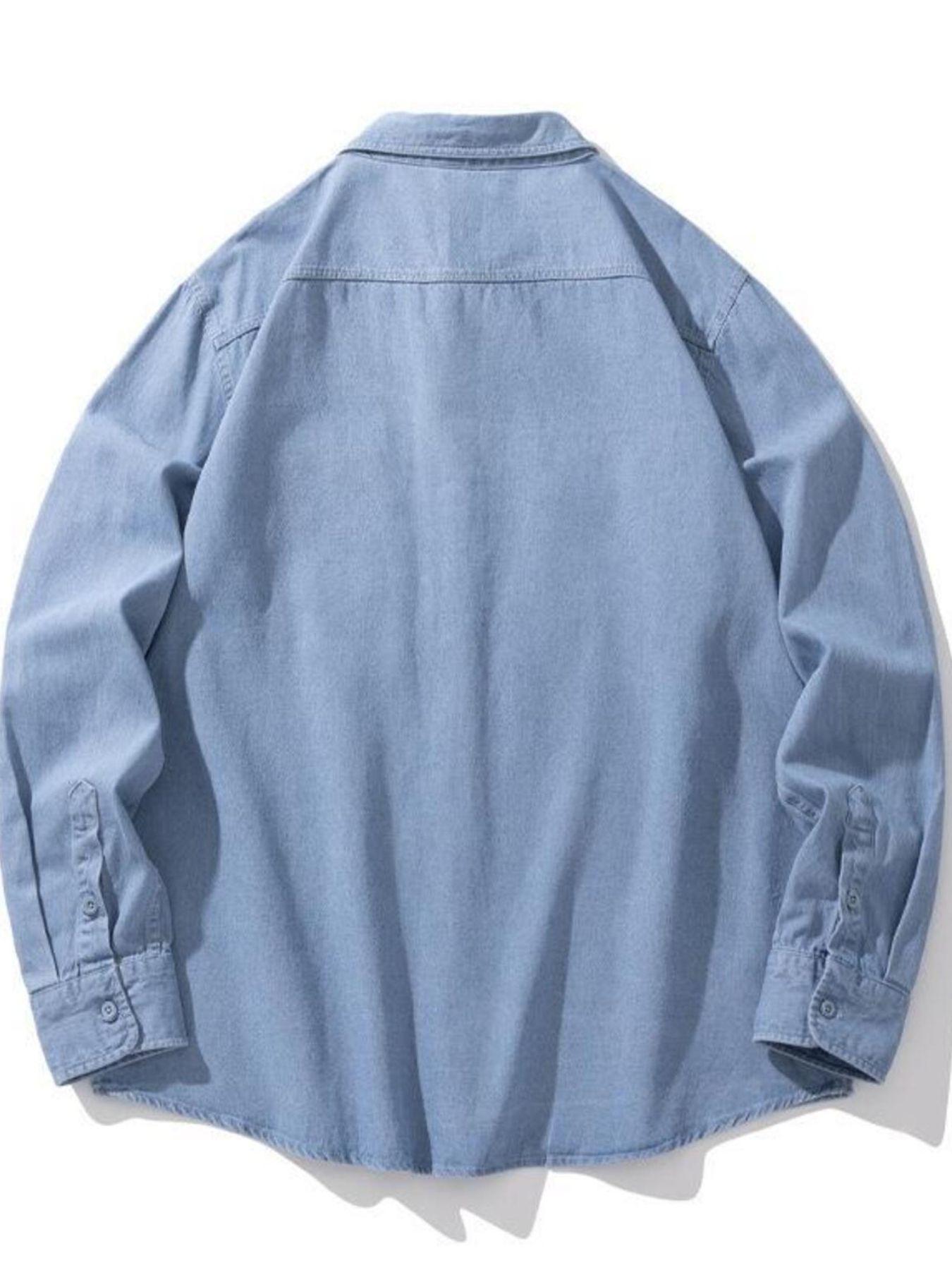 Men's Plus Size Button Up Long Sleeve Denim Shirt