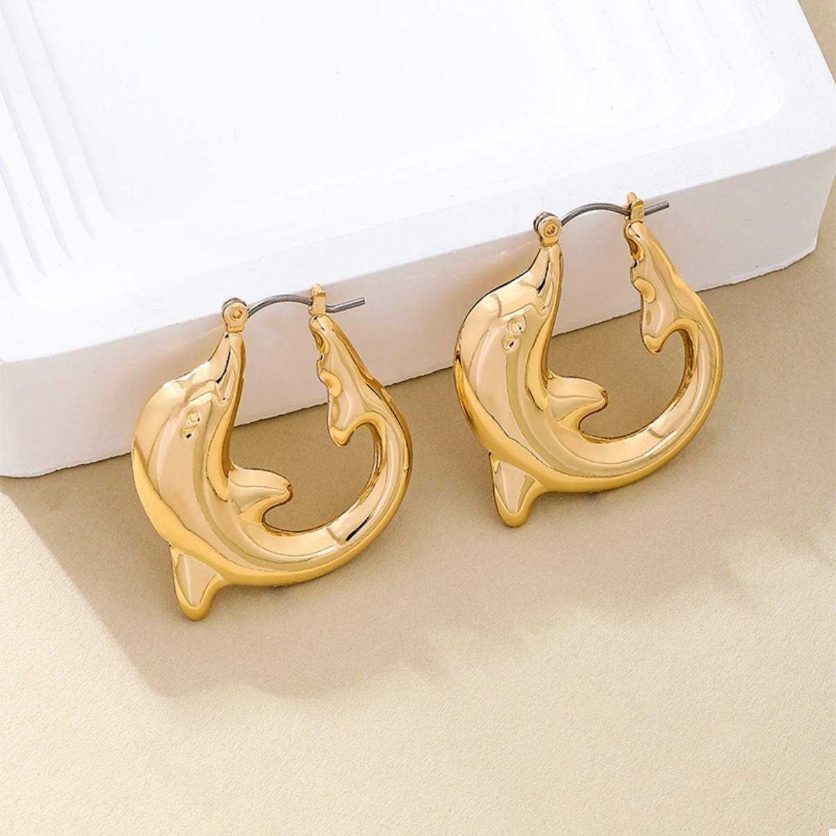 18K Gold-Plated Dolphin Hoop Earrings