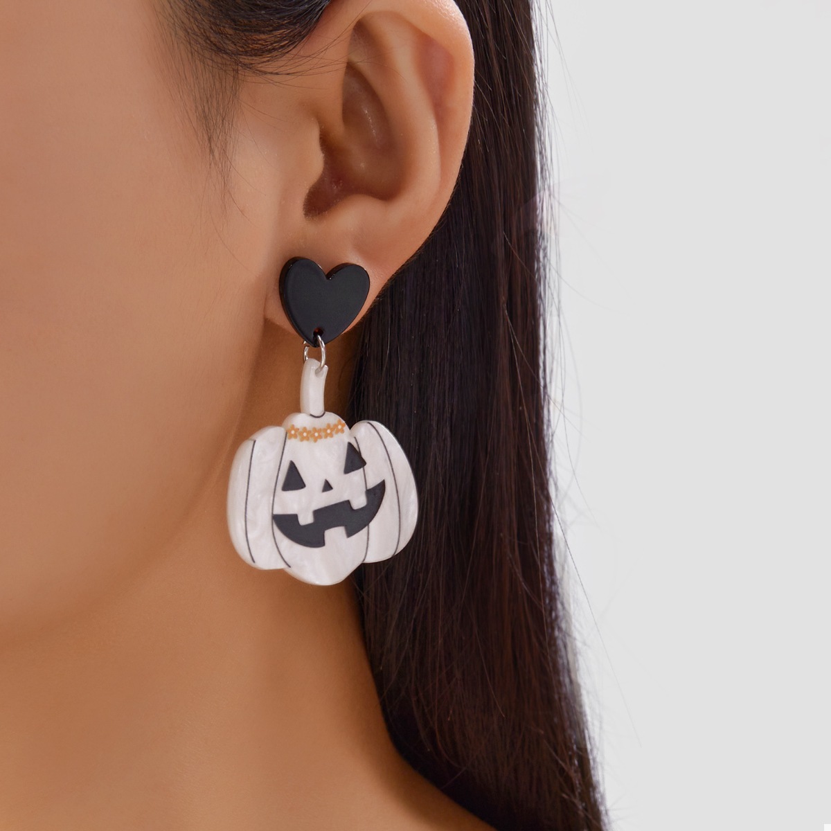 Halloween Pumpkin Heart Drop Earrings