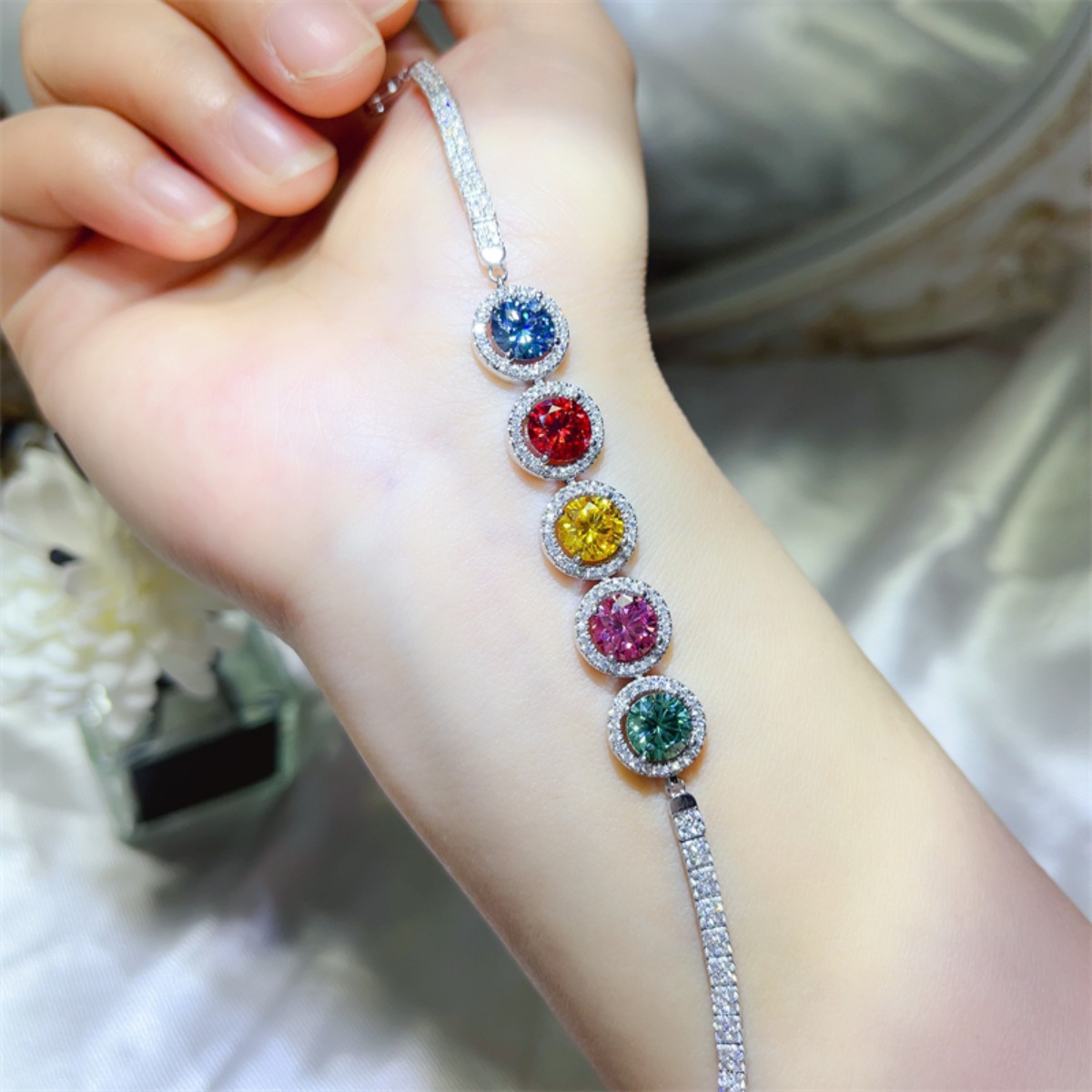 5 Carat 925 Sterling Silver Moissanite Bracelet