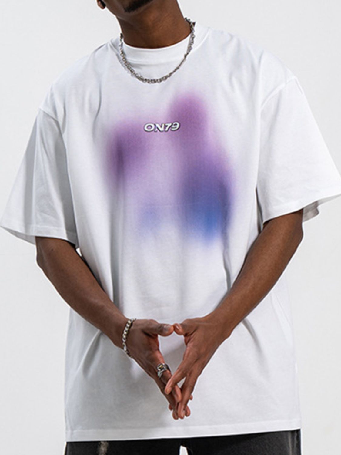 Men's Contrast Round Neck Short Sleeve T-Shirt