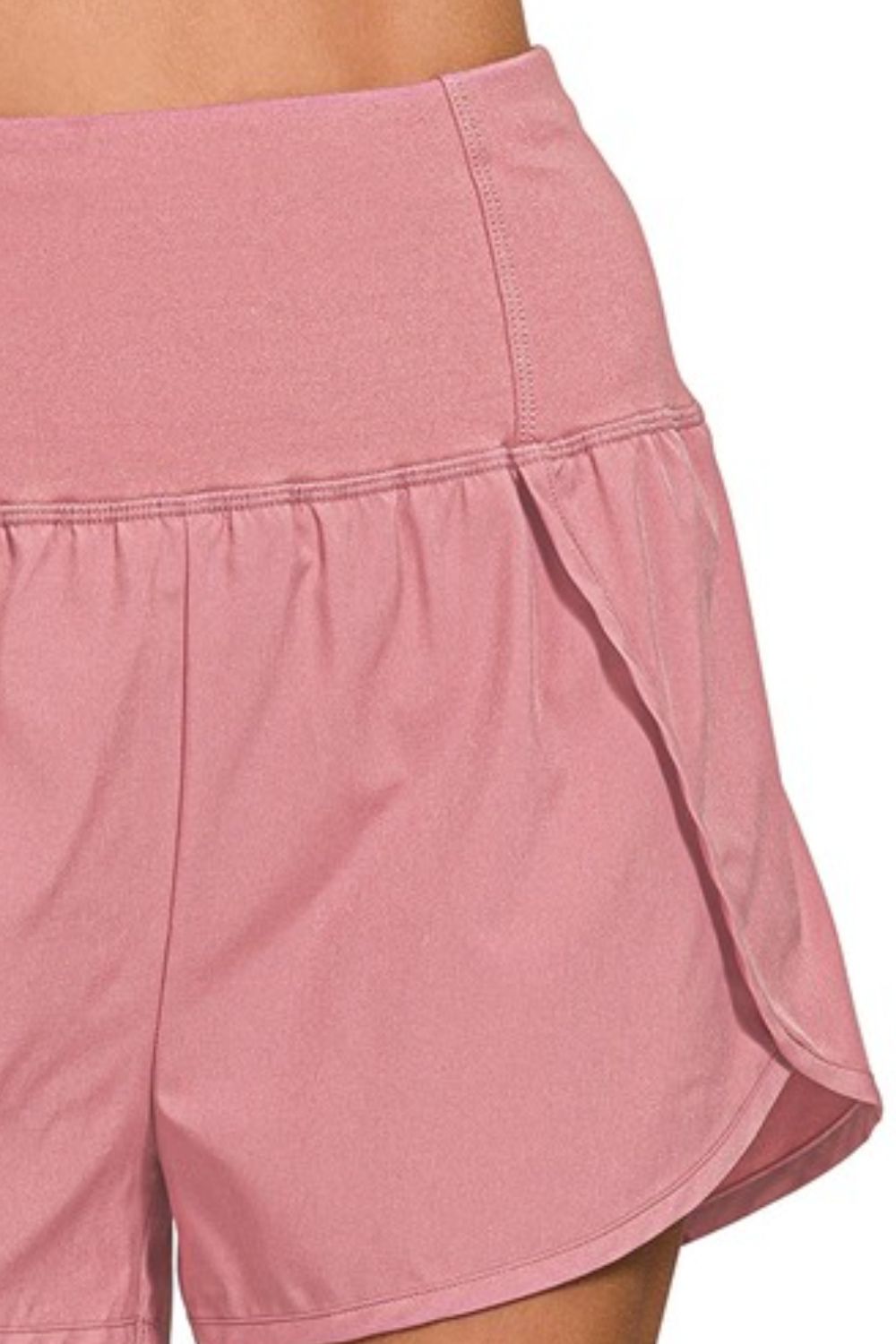 High Waisted Zippered Back Pocket Running Shorts