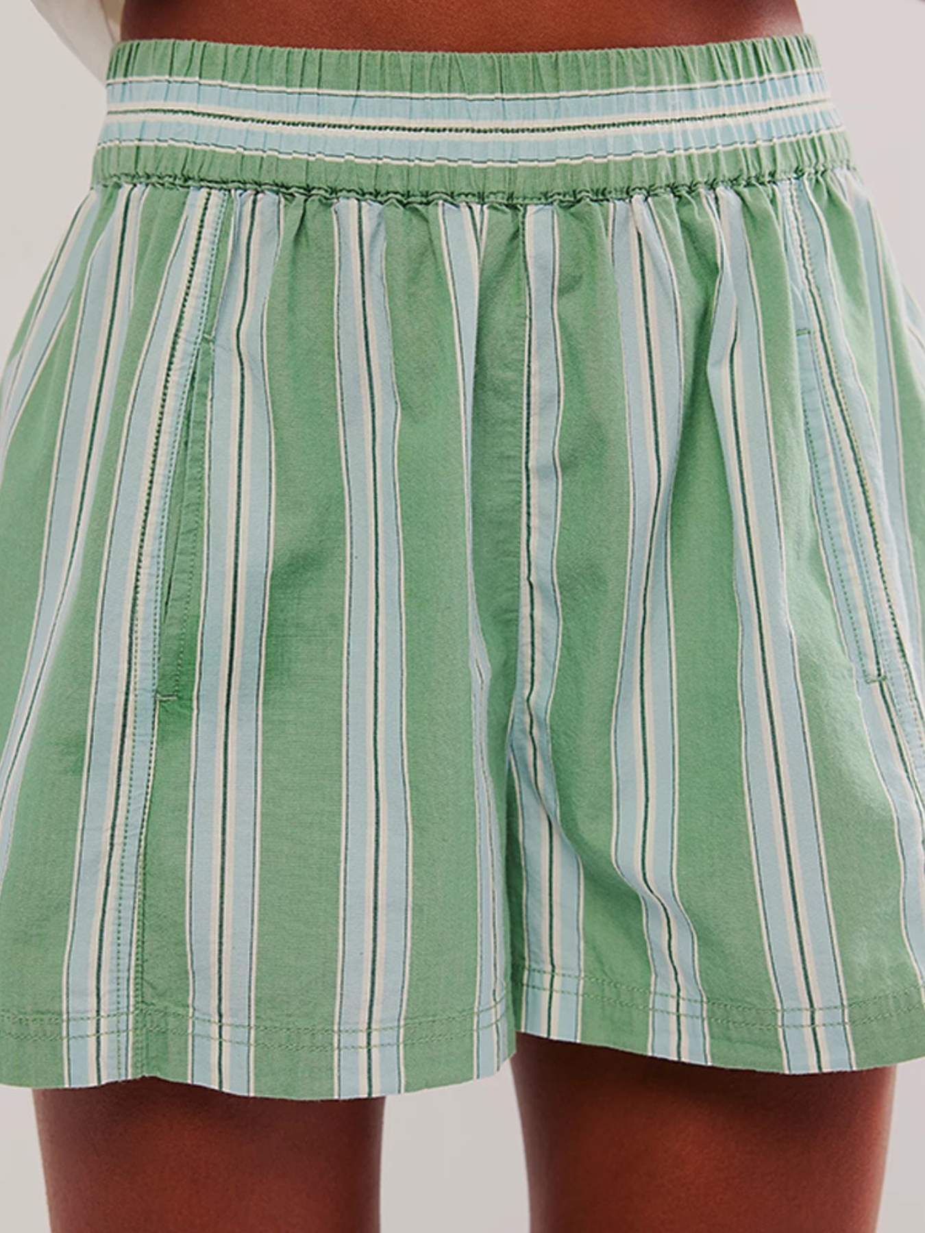 Striped High-Waist Linen Blend Summer Shorts