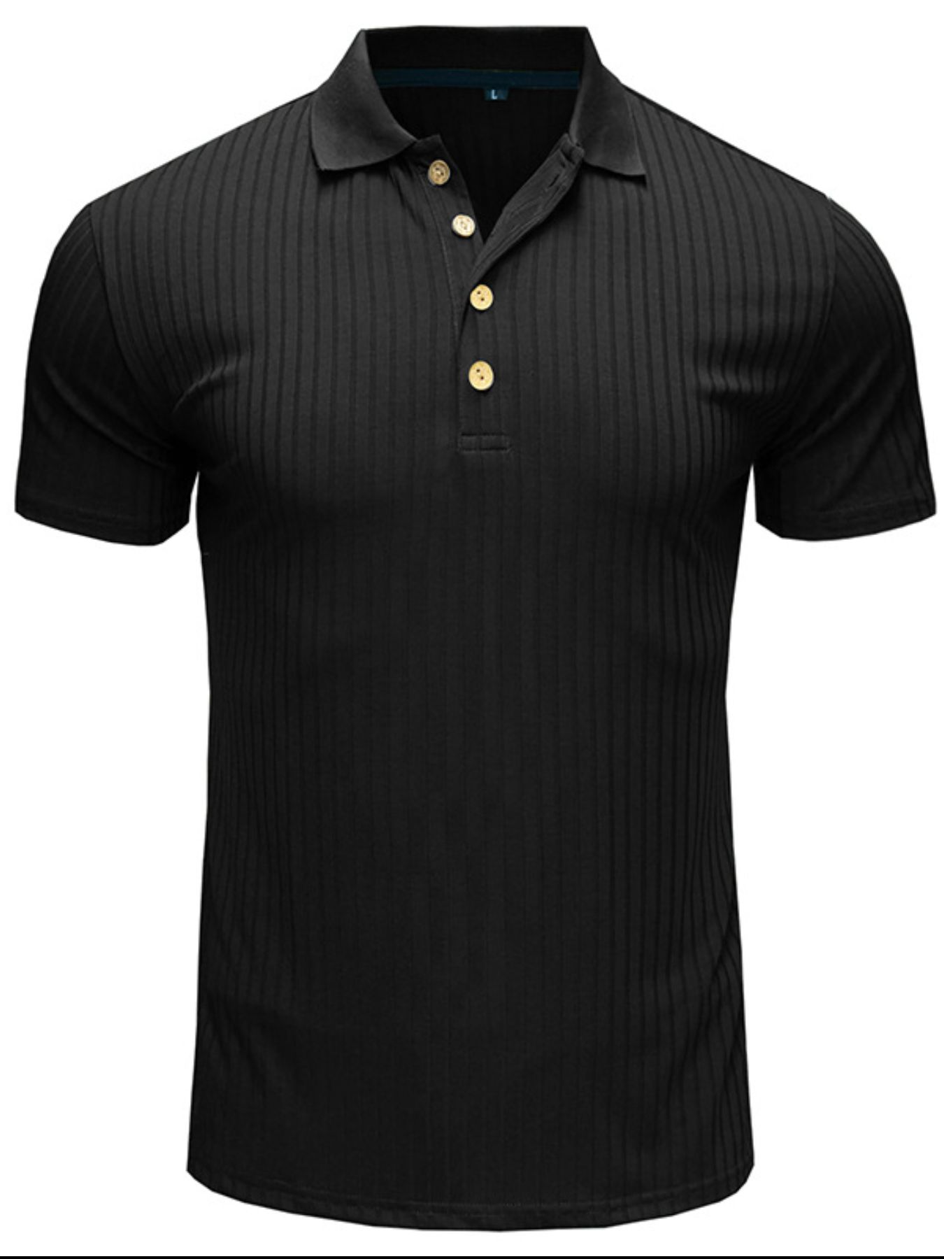 Men's Ribbed Knit Slim Fit Polo Shirt