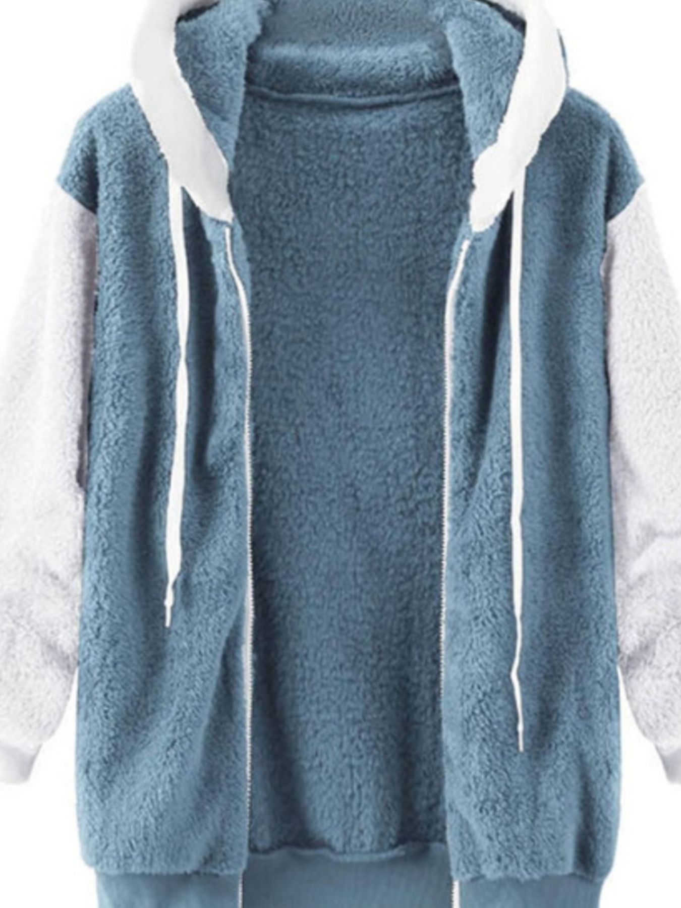 Full Size Fleece Zip-Up Hooded Outerwear Plus Size