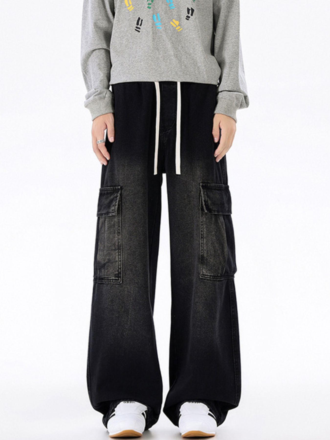 Men's Plus Size Wide-Leg Cargo Jeans