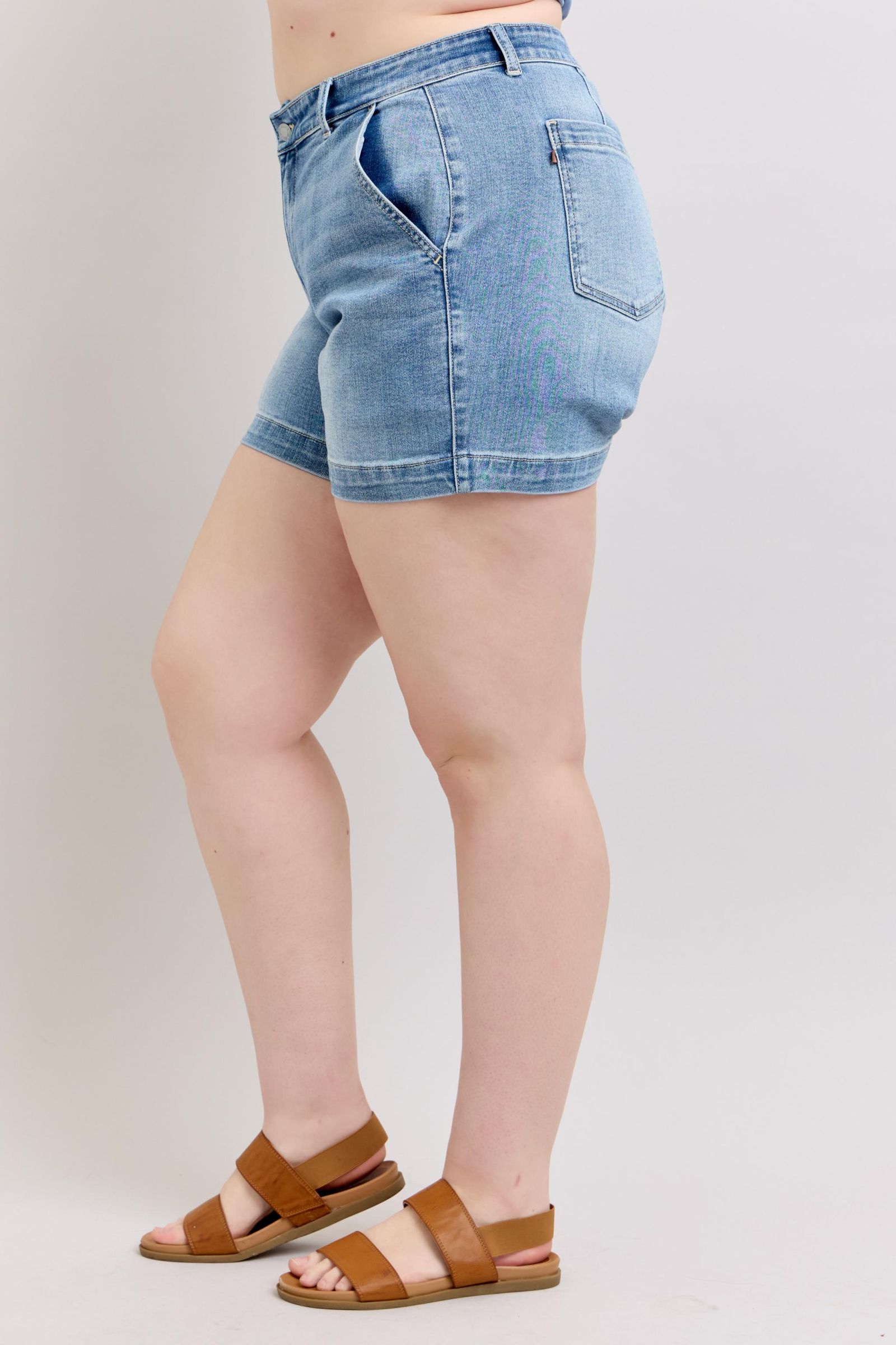 Plus Size High Rise Denim Shorts