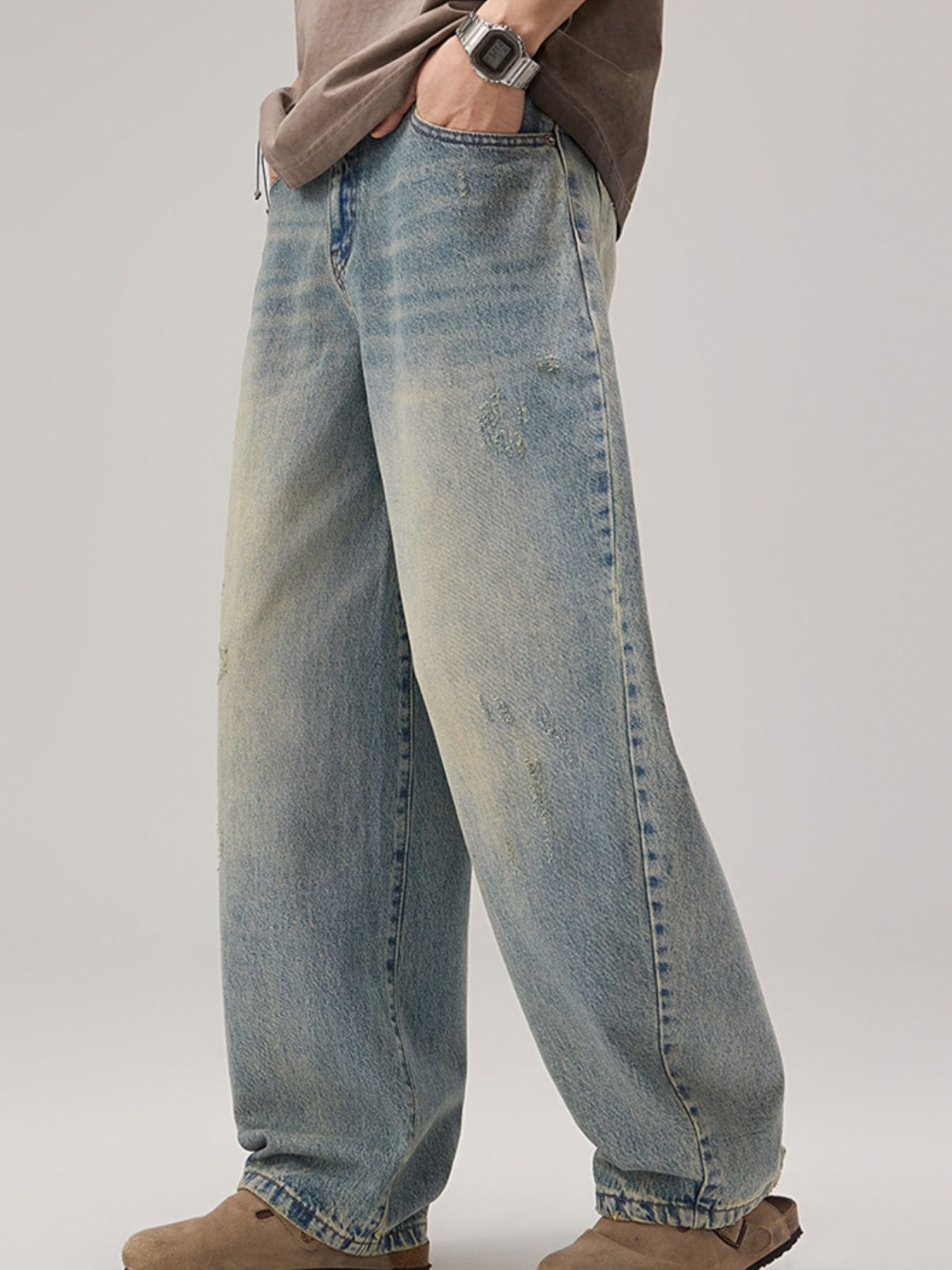 Men's Wash Wide Leg Jeans