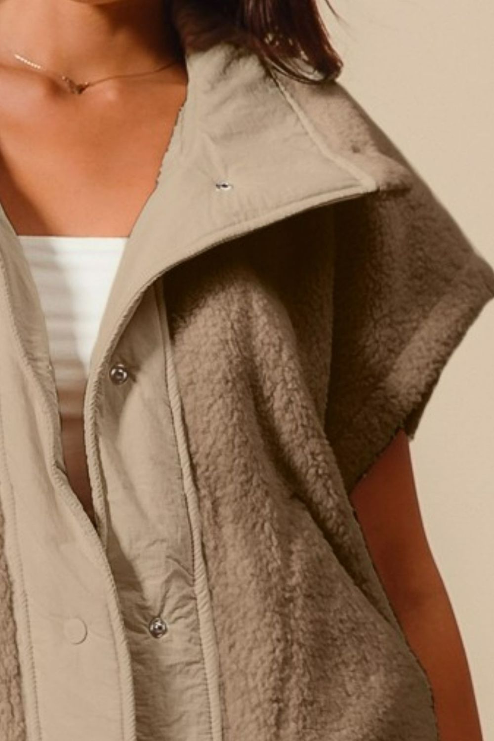 Over Sized Soft Sherpa Fur Sleeveless Vest Jacket