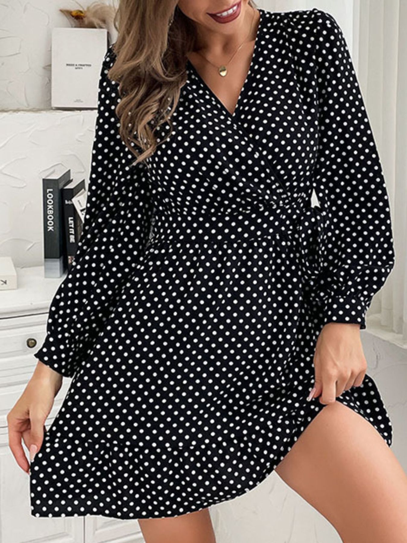 Polka Dot Wrap Mini Dress