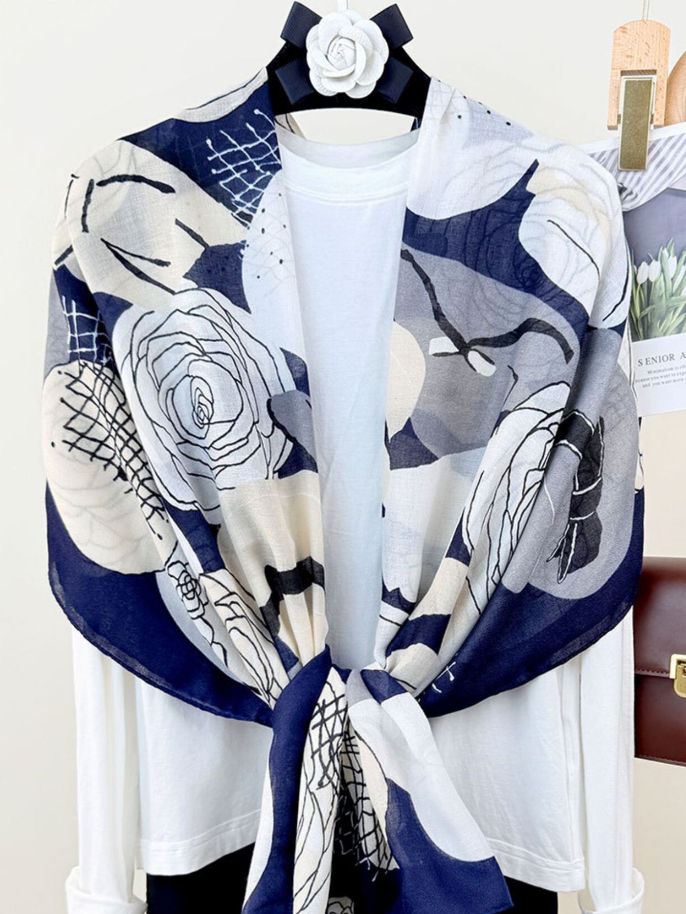 Flower Print Lightweight Scarf