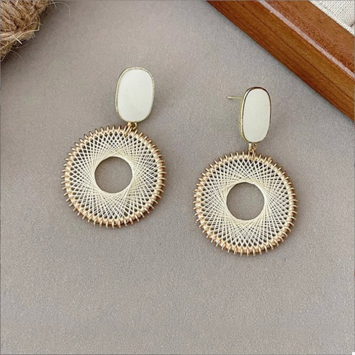 18K Gold-Plated Circle Dangle Earring