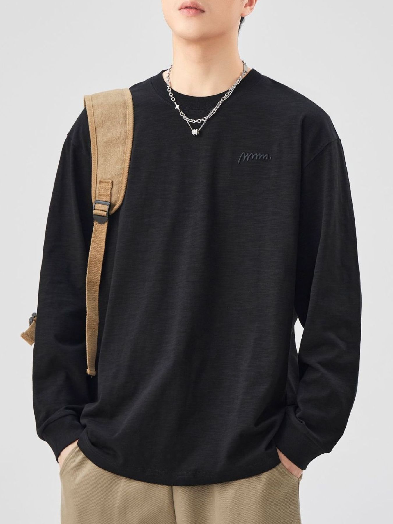 Men's Plus Size Basic Style Oversized Sweatshirt with Embroidered Logo