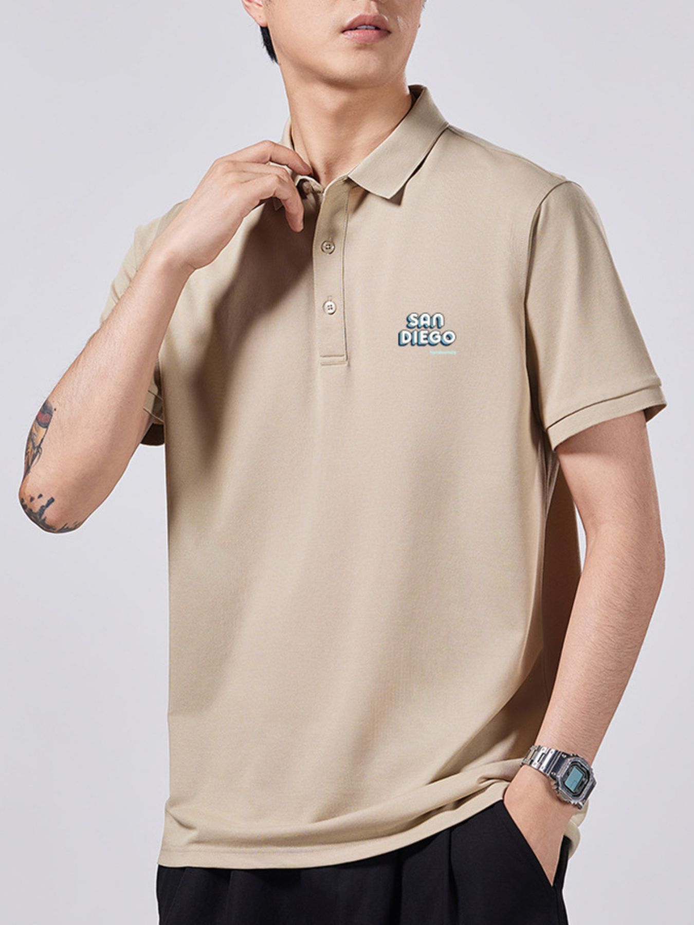 Men's Plus Size Button Detail Short Sleeve Polo