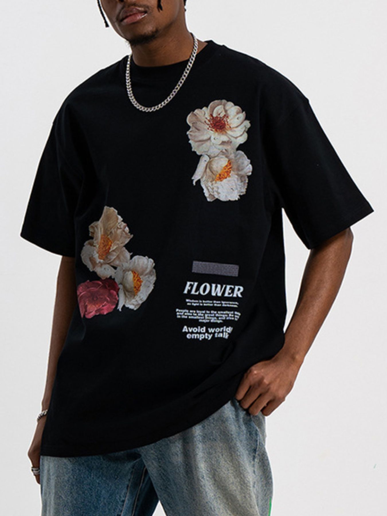 Men's Oversized Floral Print Short Sleeve T-Shirt