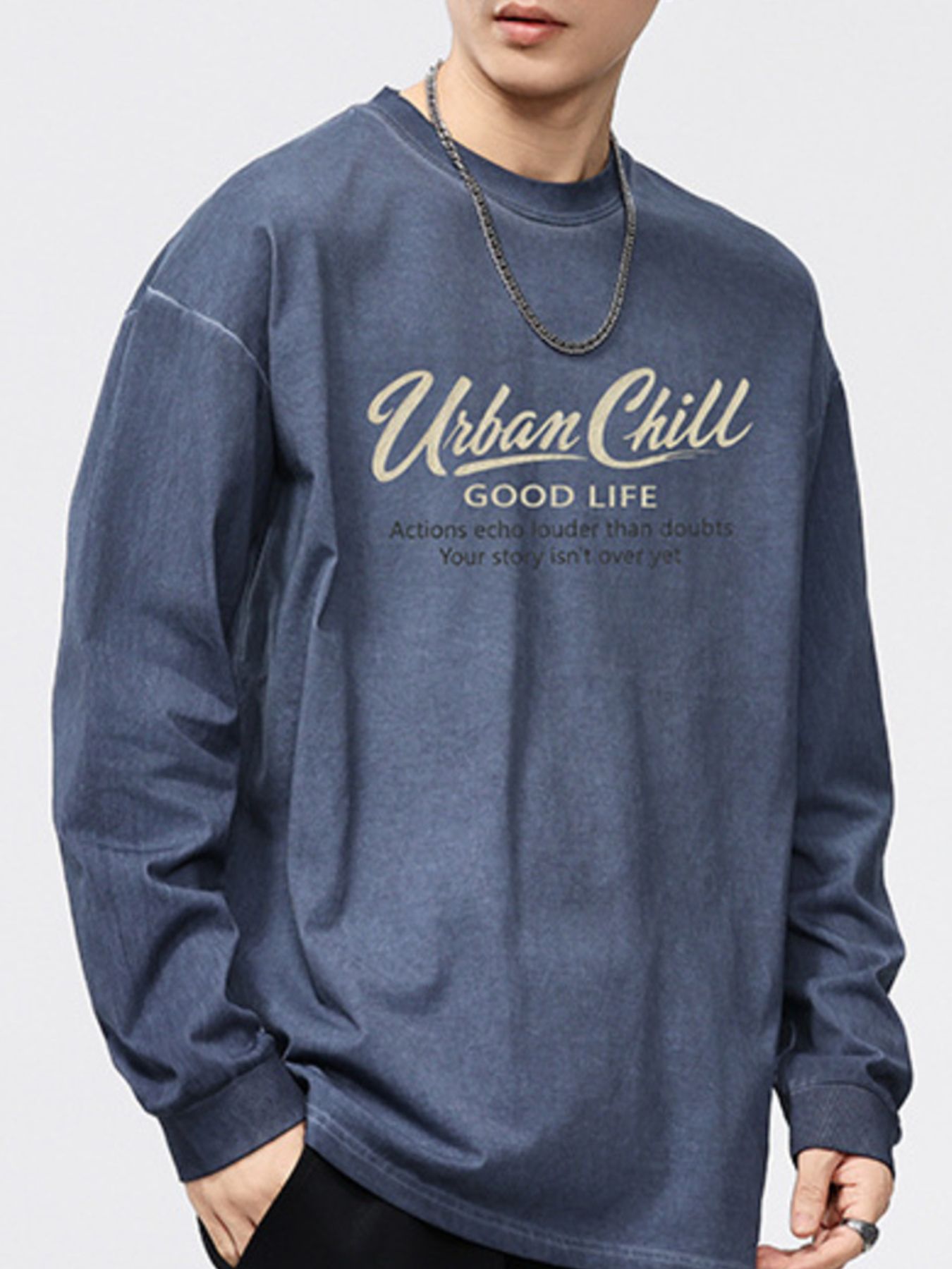 Men's Plus Size Letter Graphic Long Sleeve T-Shirt