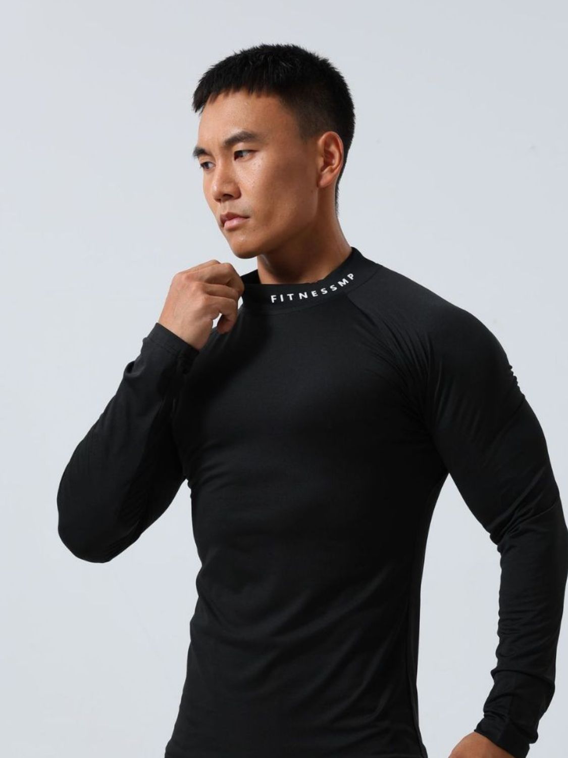 Men's Plus Size Mock Neck Long Sleeve T-Shirt