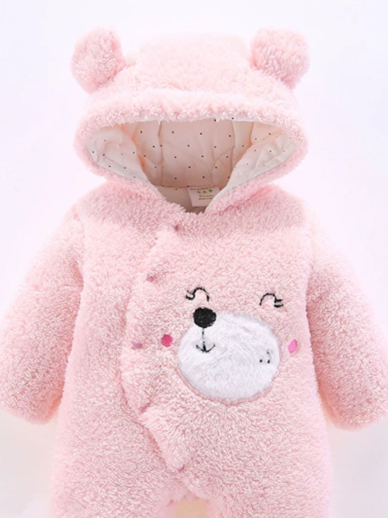 Children's Cute Bear Hooded Fleece One-Piece