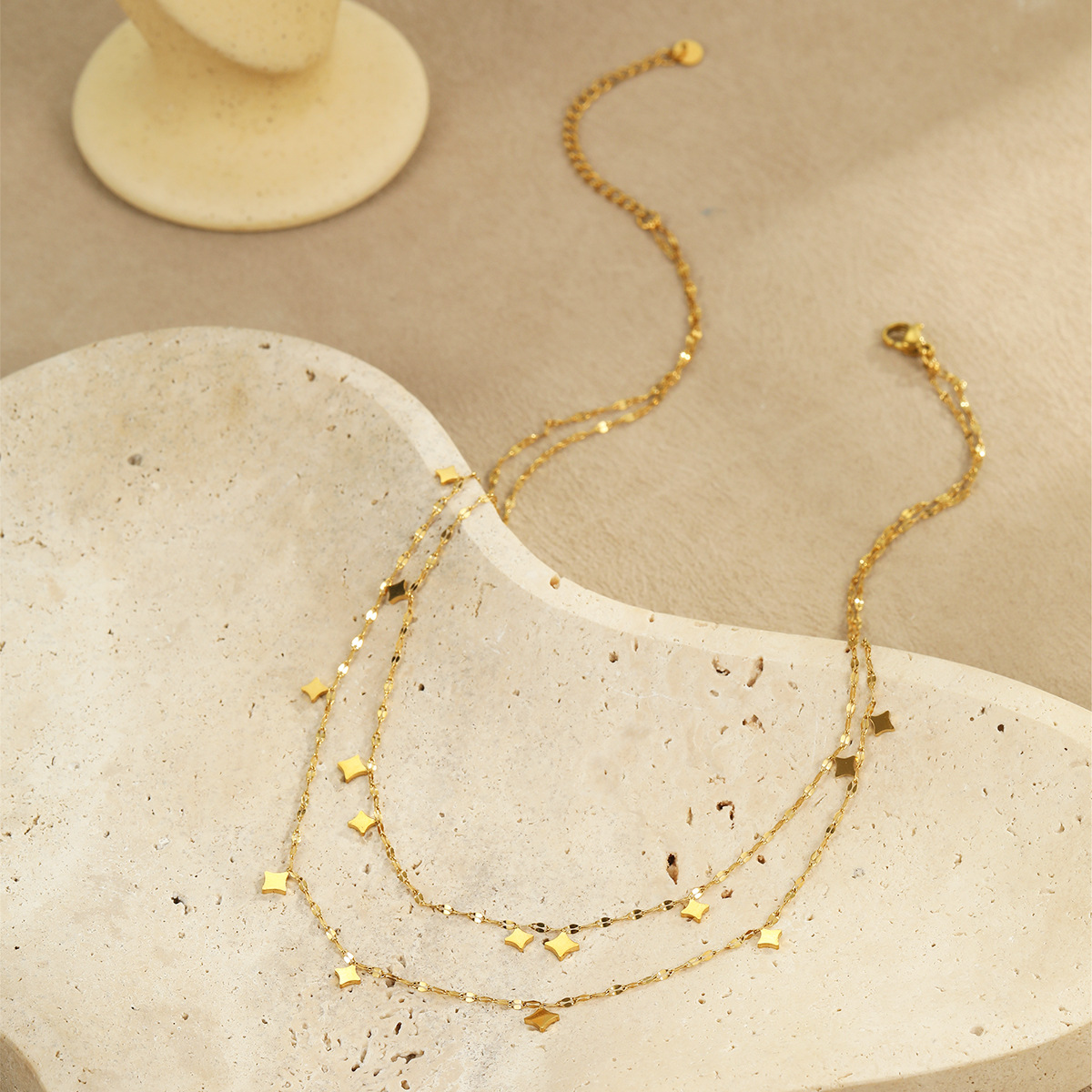 18K Gold-Plated Layered Star Charm Necklace