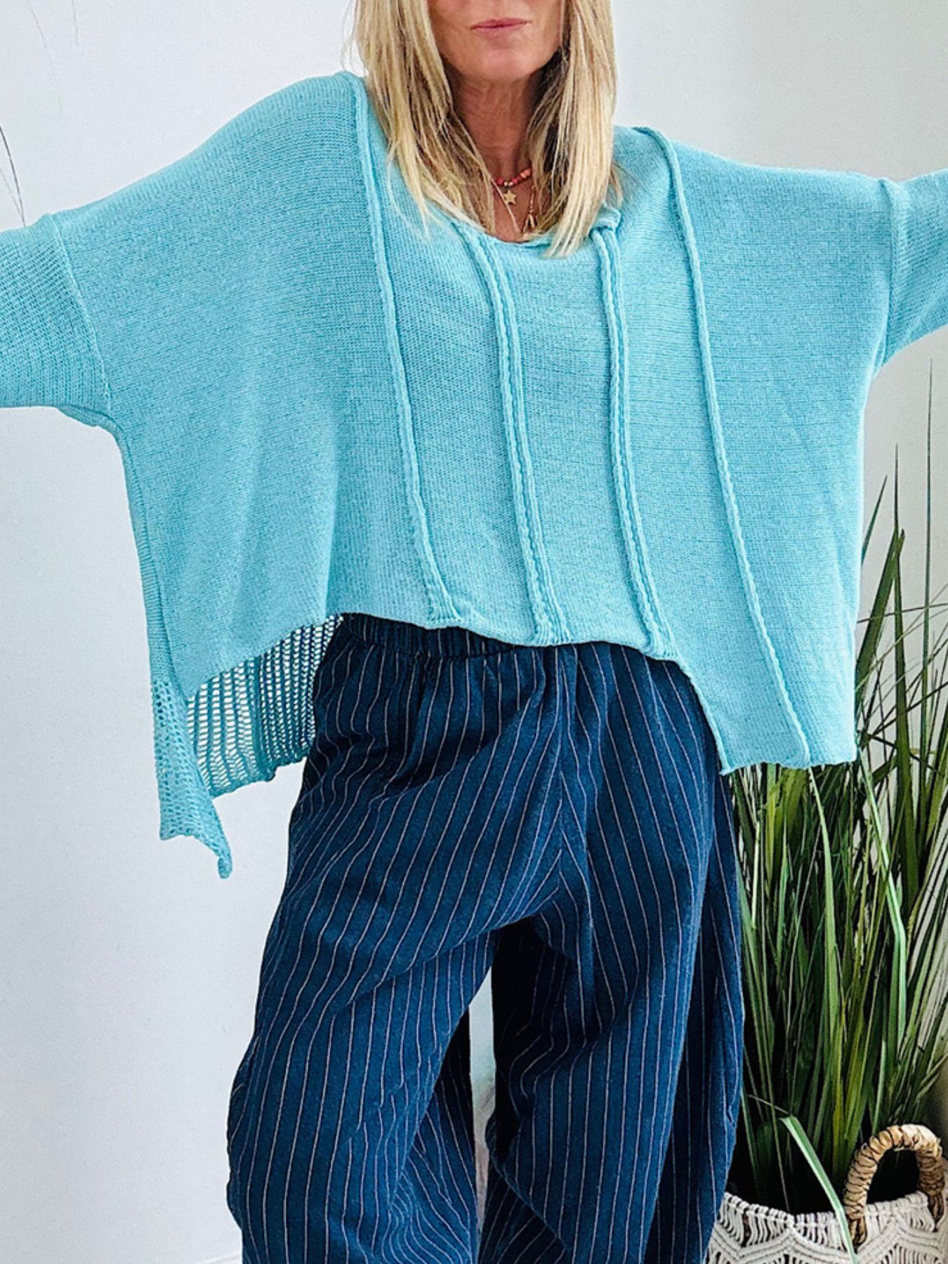 High-Low Drop Shoulder Sweater