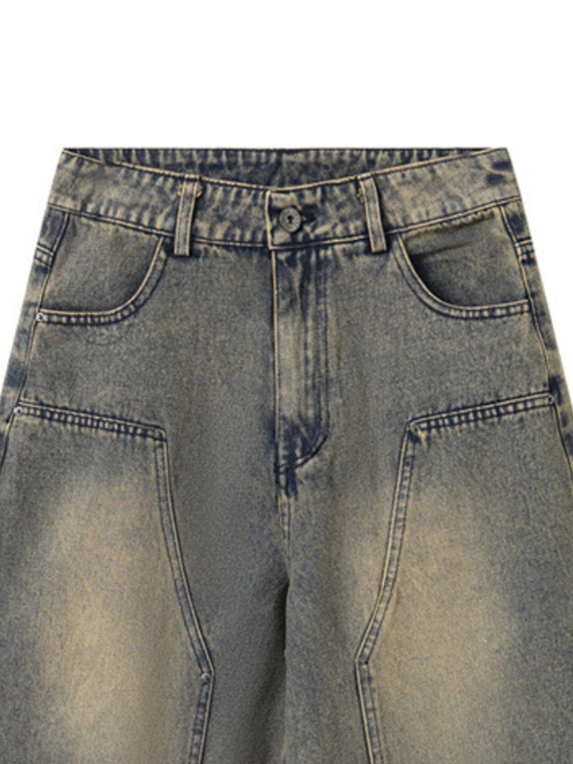 Men's Washed Wide Leg Denim Shorts