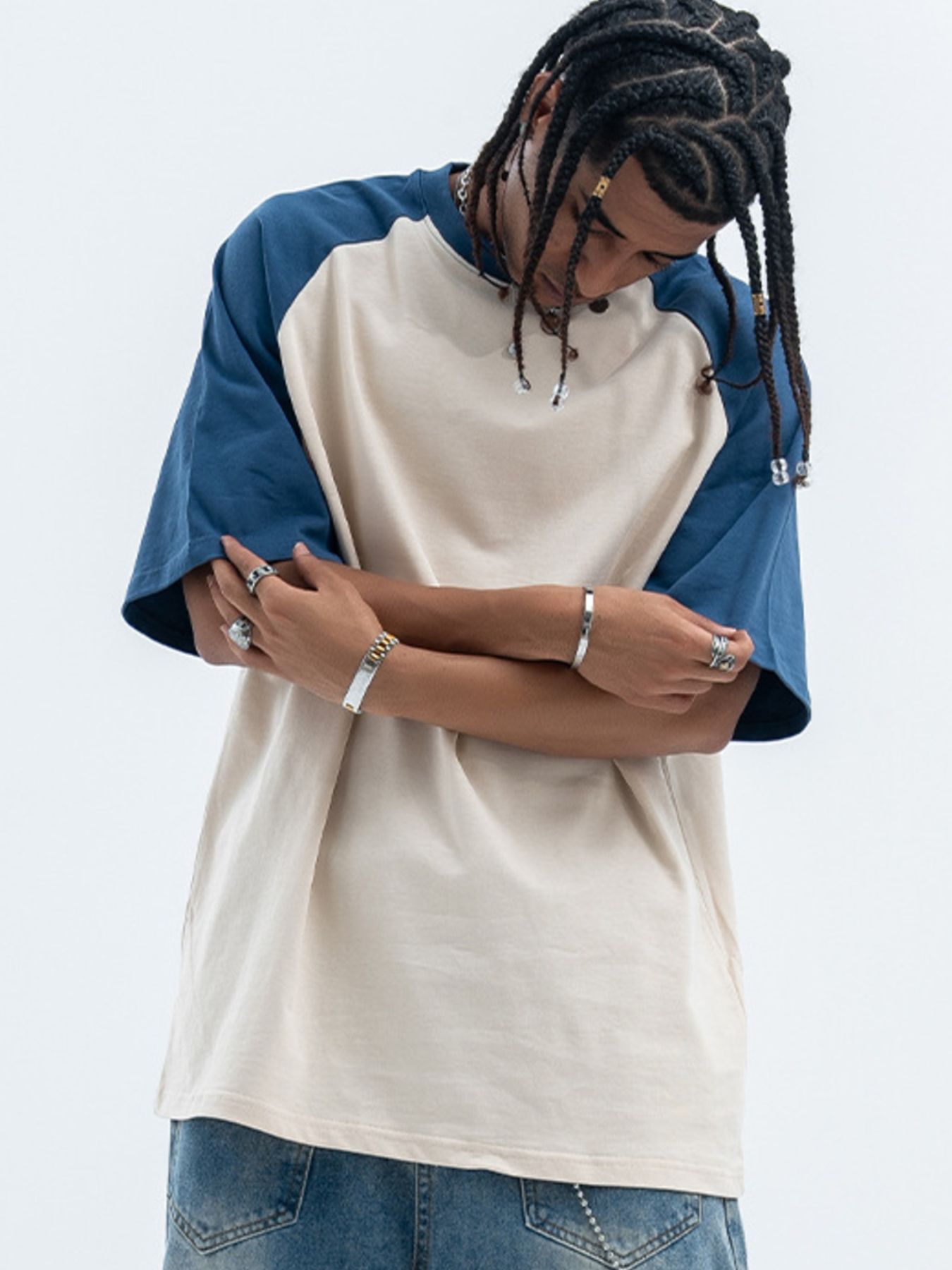 Men's Contrast Round Neck Half Sleeve T-Shirt